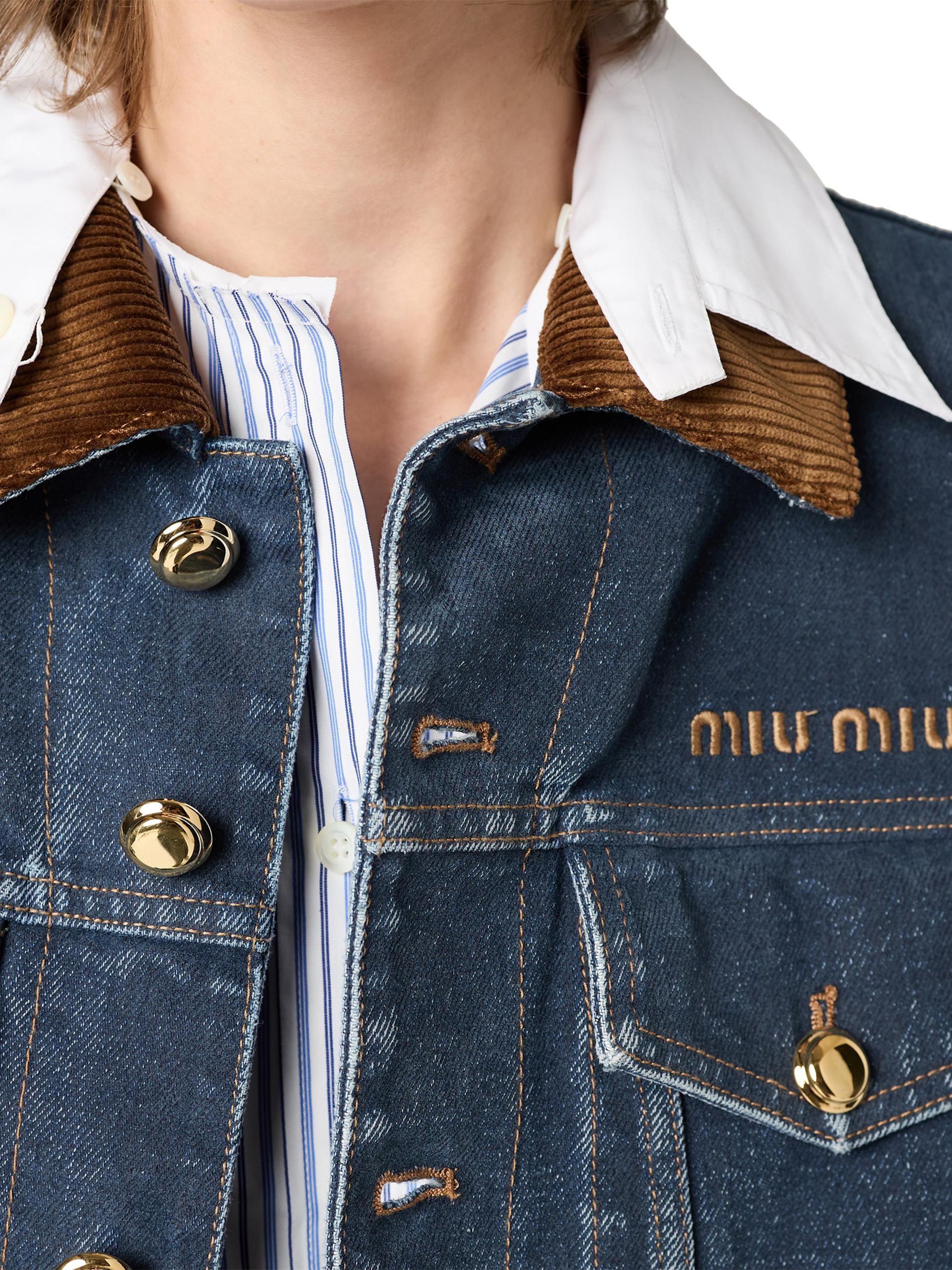Miu Miu Flocked Denim and Velvet Vest | Saks Fifth Avenue