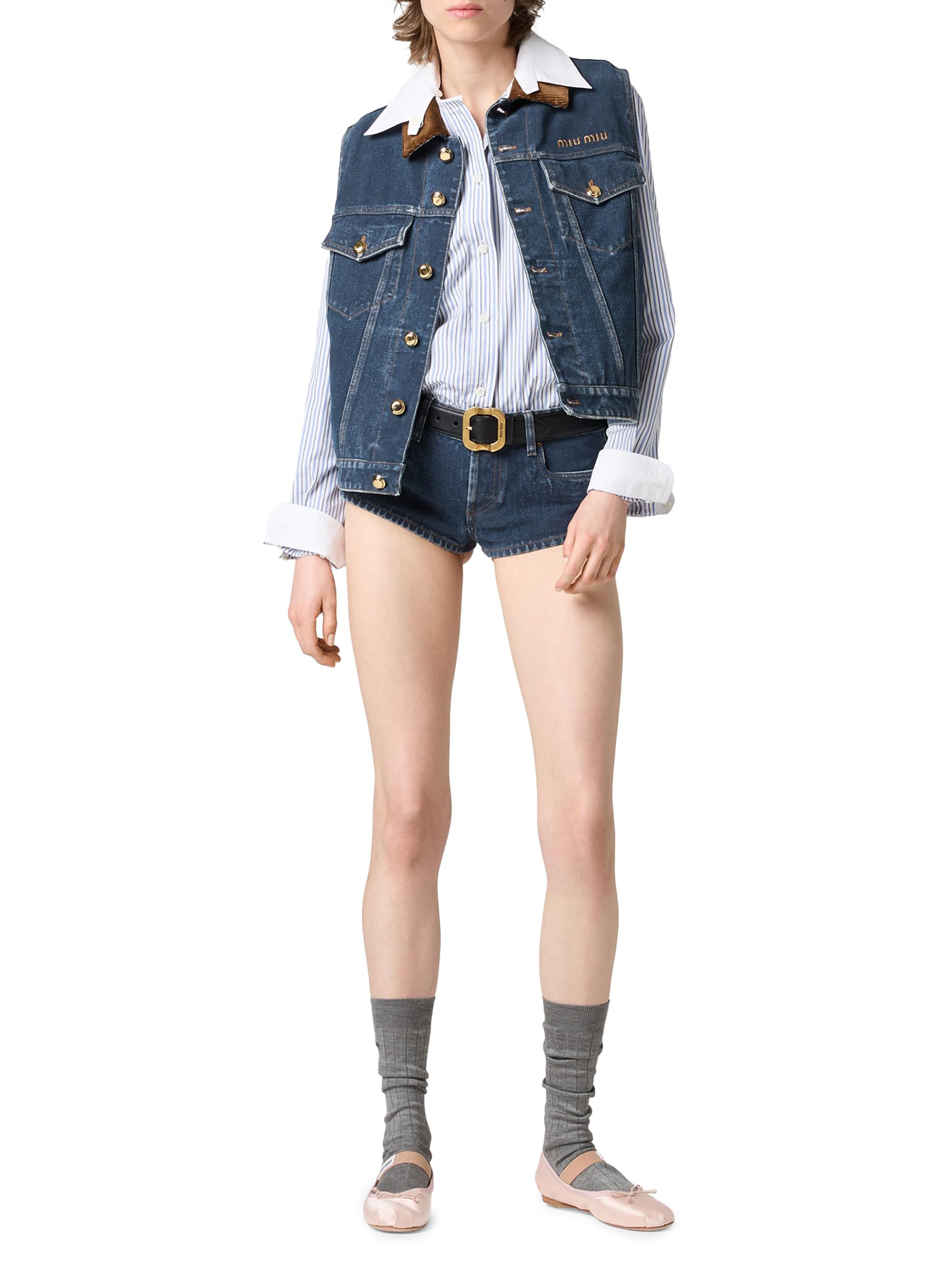 Miu Miu Flocked Denim and Velvet Vest | Saks Fifth Avenue
