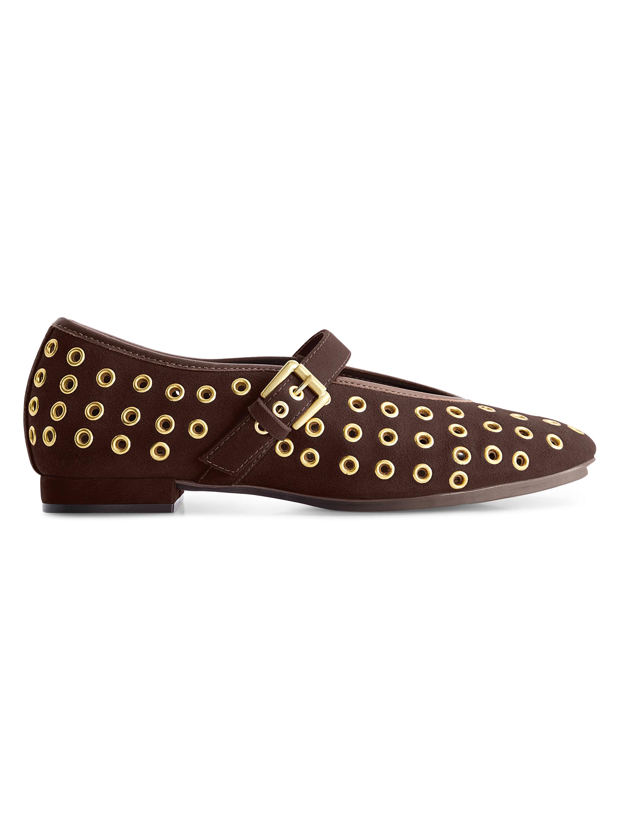 Bernardo Women's Borden Grommet Mary Jane Flats - Dark Chocolate