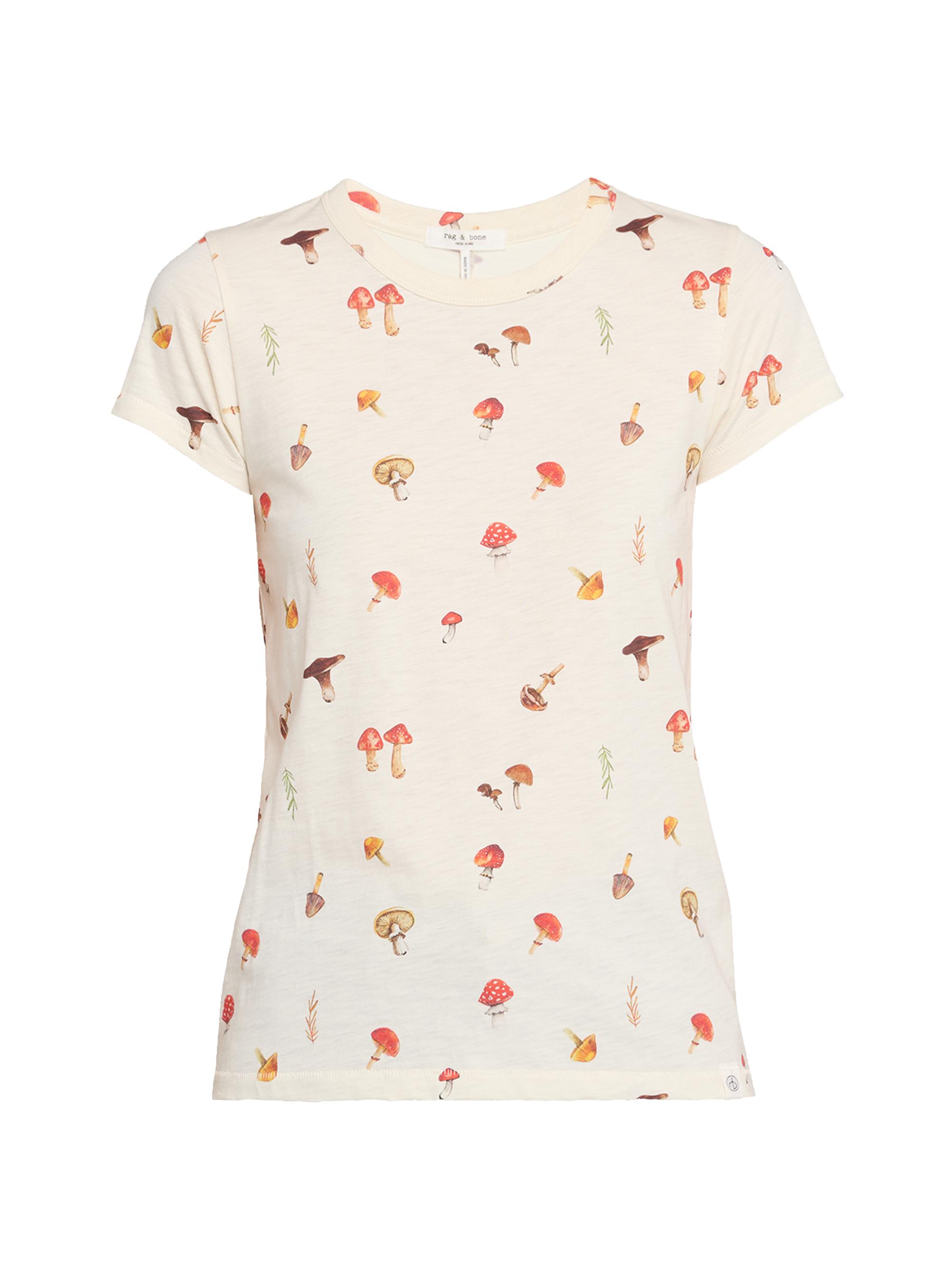 rag & bone Women's Mushroom-Print Crewneck T-Shirt - White Pattern