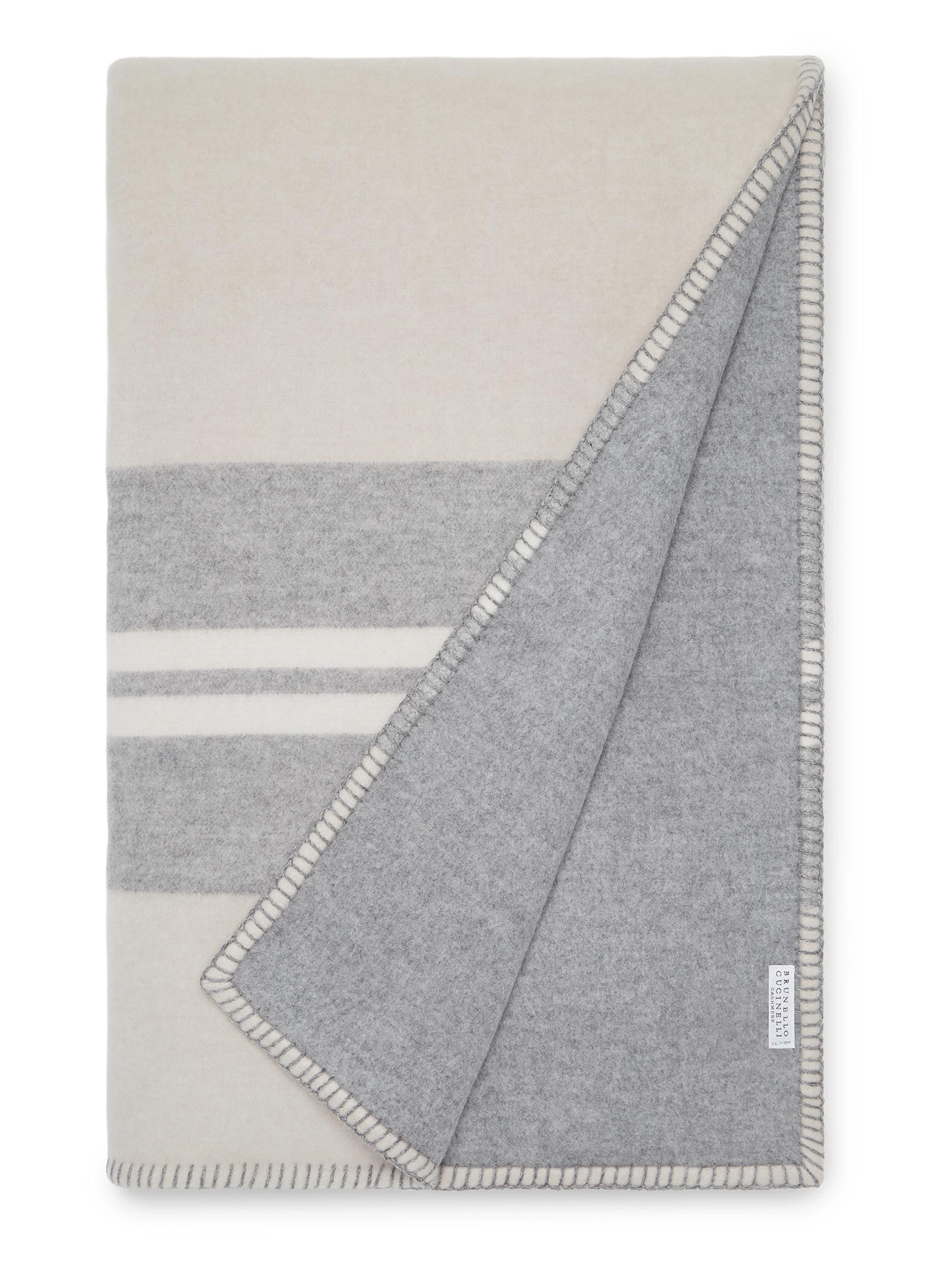 Brunello Cucinelli Cashmere Regimental Stripe Double Knit Throw - Beige