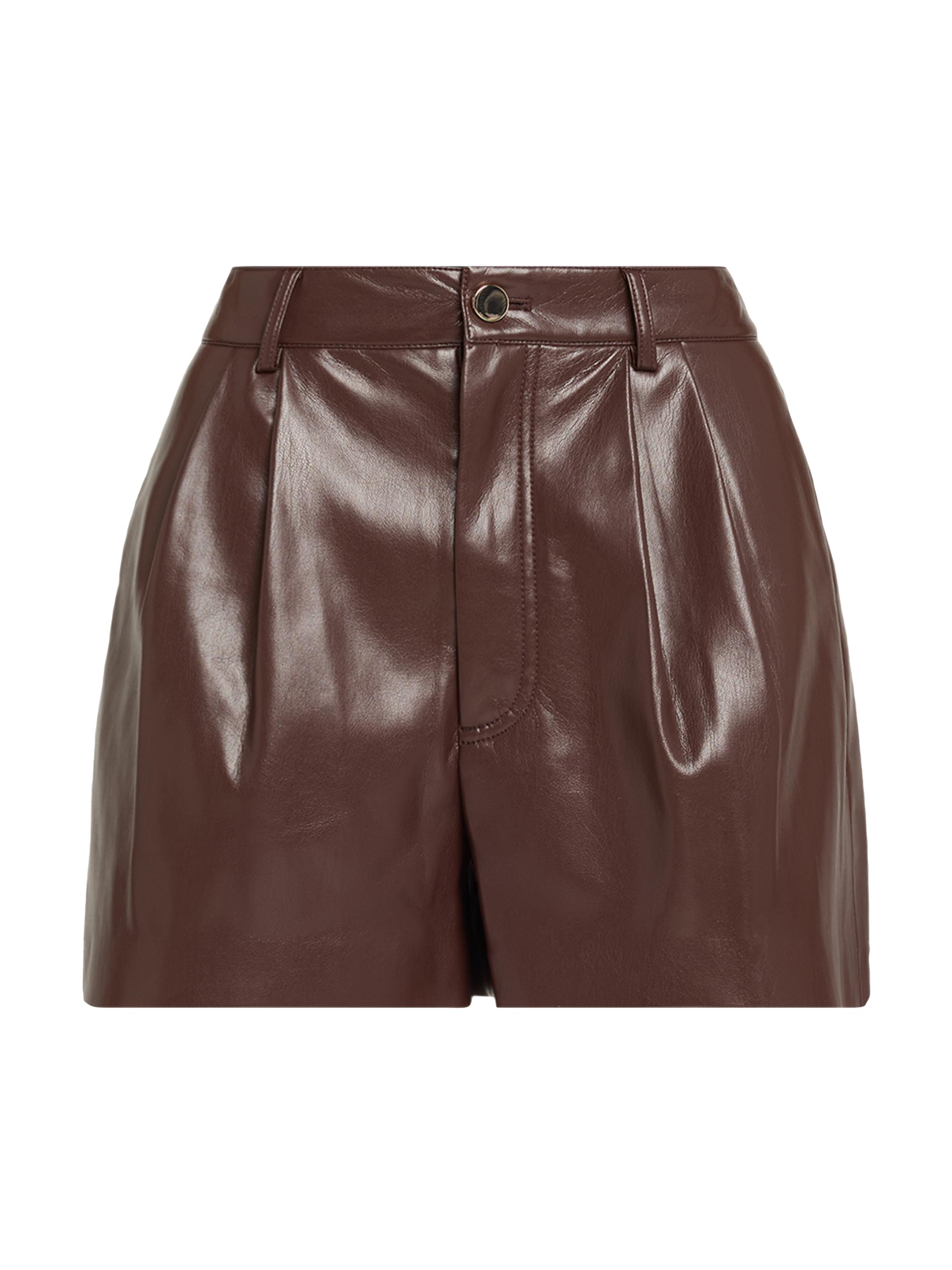 ALICE + OLIVIA Women's Conry Faux-Leather Trouser Shorts - Dark Chocolate