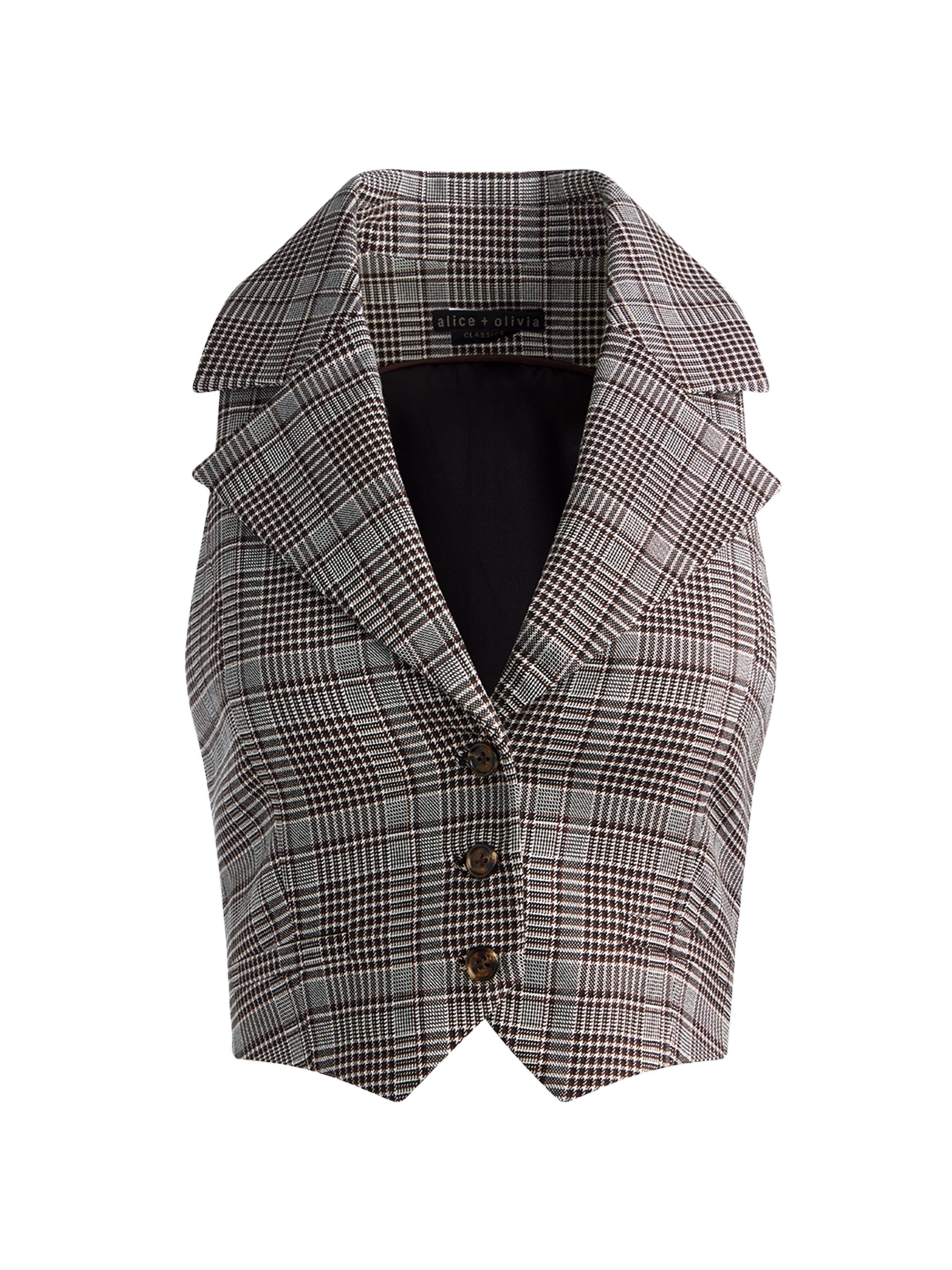 Alice + Olivia Women's Donna Plaid Vest - Dark Brown
