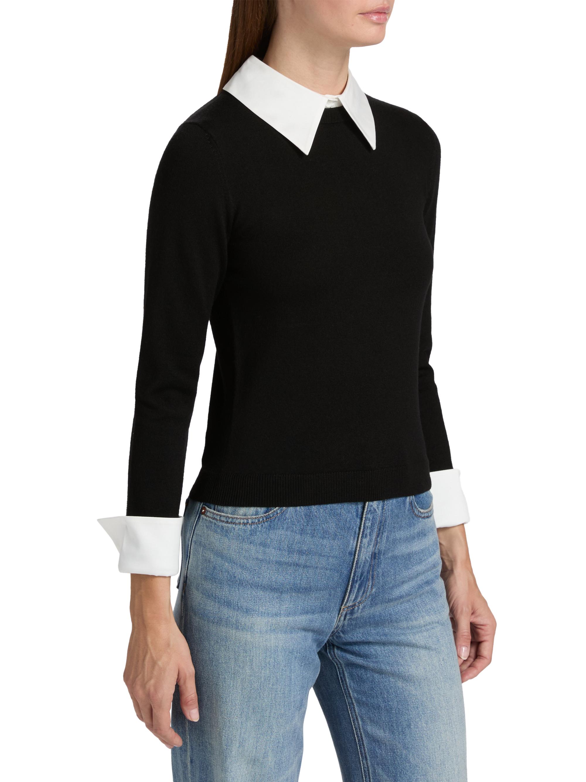 ALICE + OLIVIA Porla Collared Wool Sweater | Saks Fifth Avenue