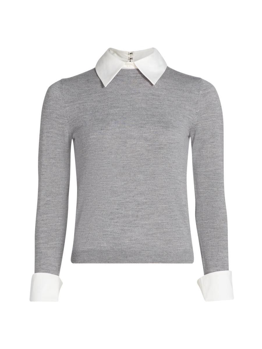 Alice And Olivia Women's Porla Collared Wool Sweater In Gray