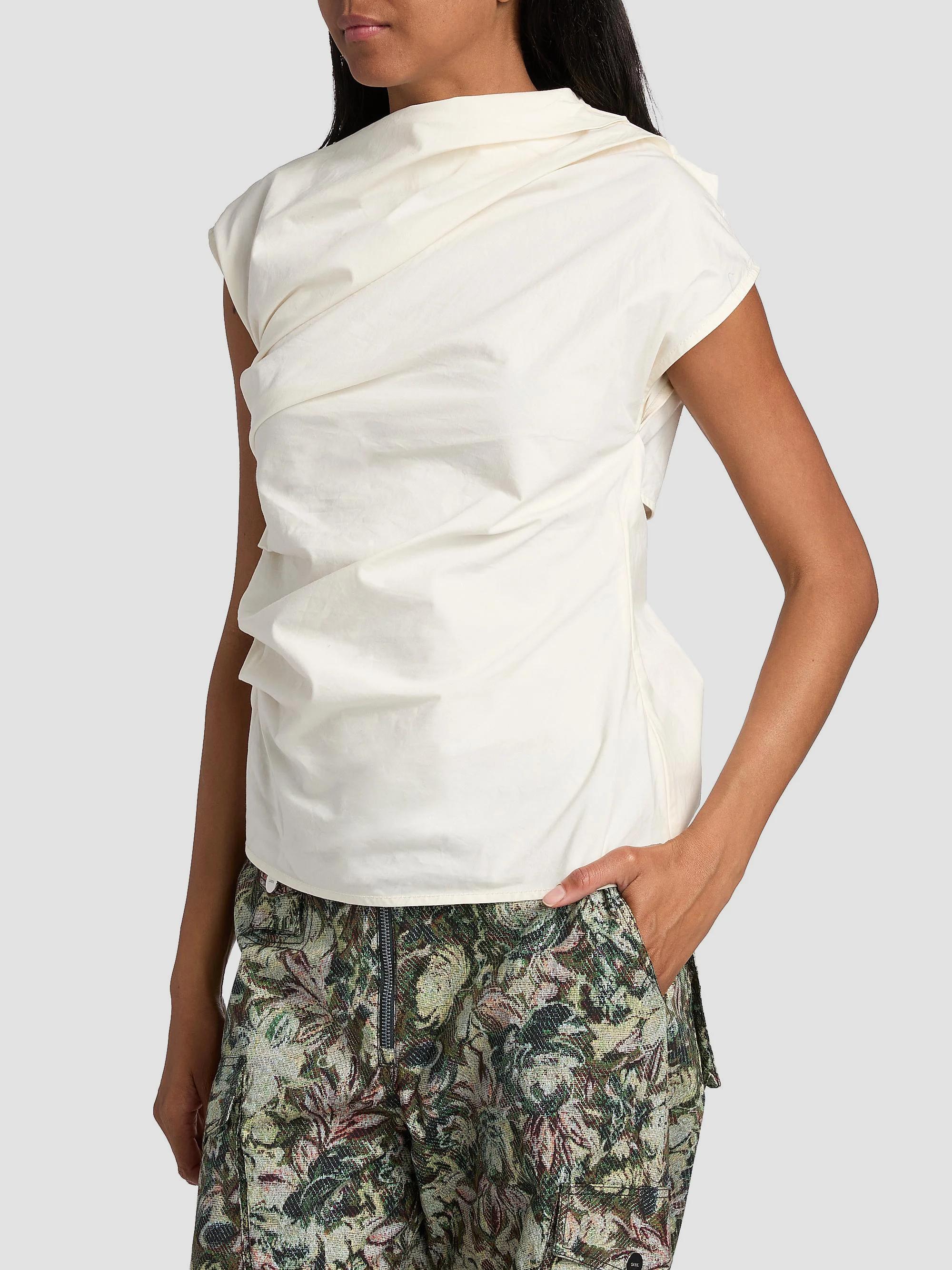 Ganni Stretch-Cotton Ruched Top | Saks Fifth Avenue