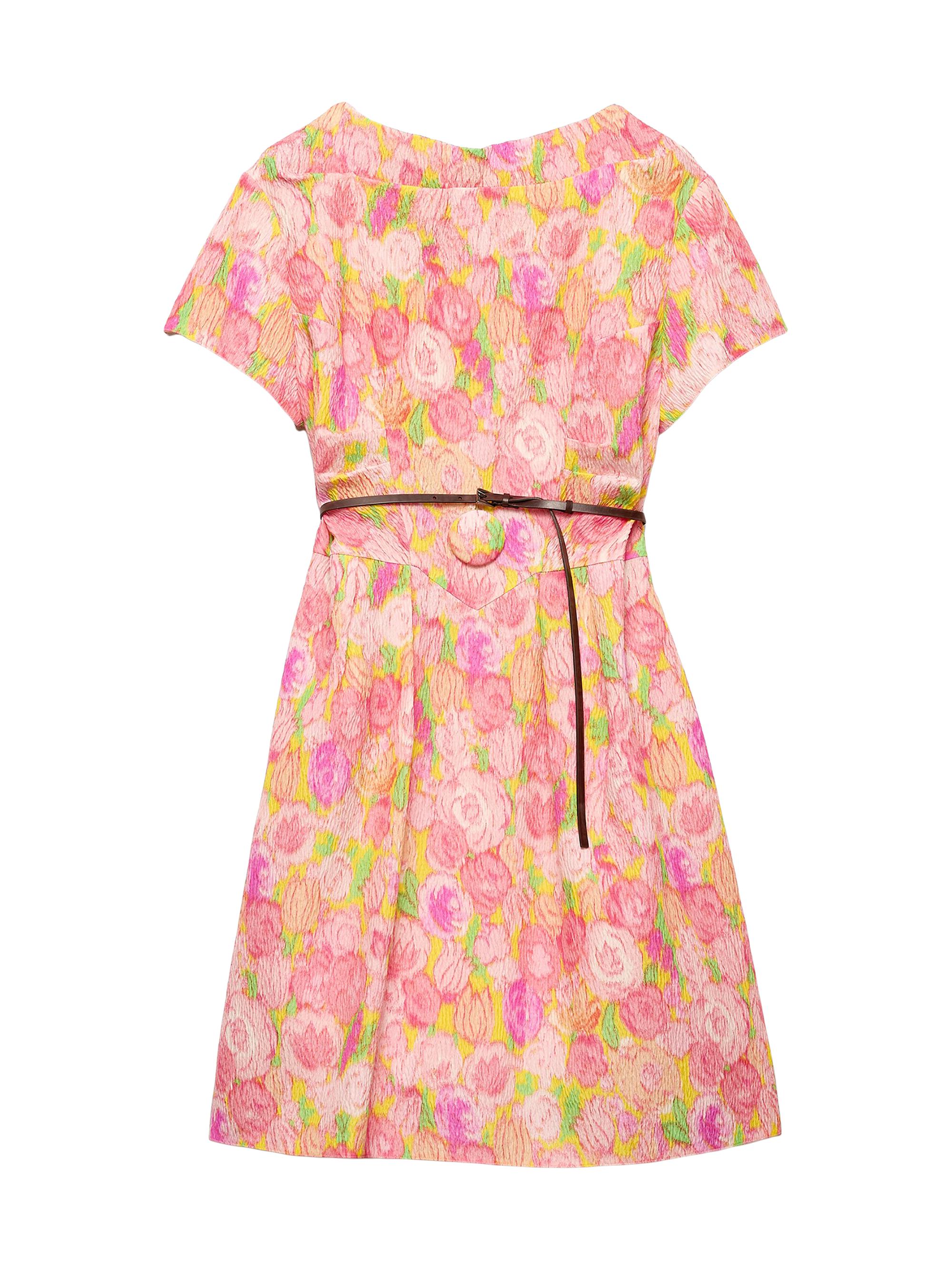 Prada Women's Floral Print Cloquet Dress - Pink