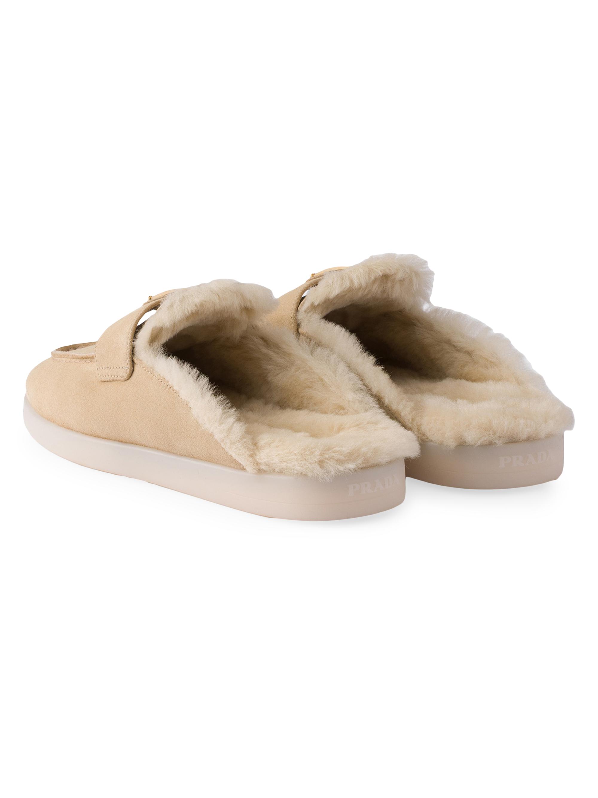 Prada Suede and Shearling Slippers | Saks Fifth Avenue
