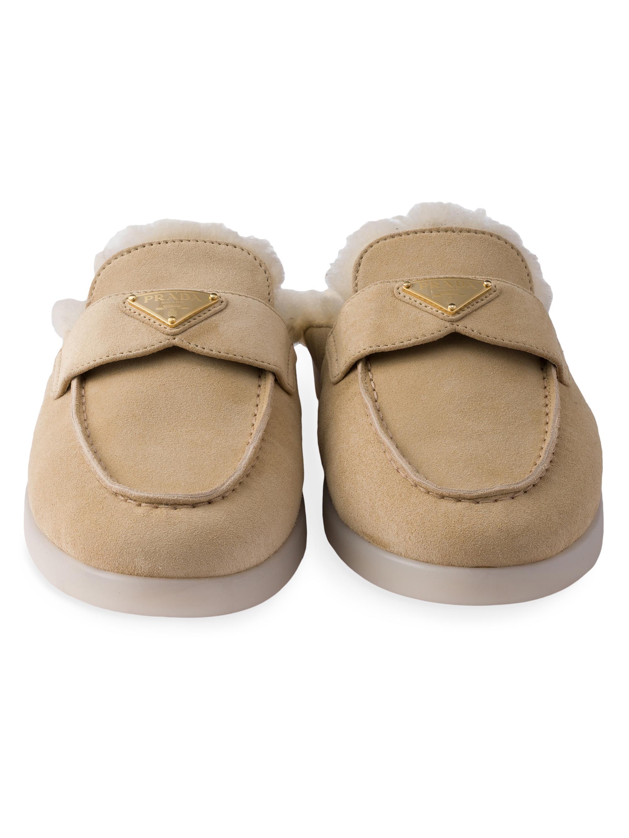 Prada Suede and Shearling Slippers | Saks Fifth Avenue