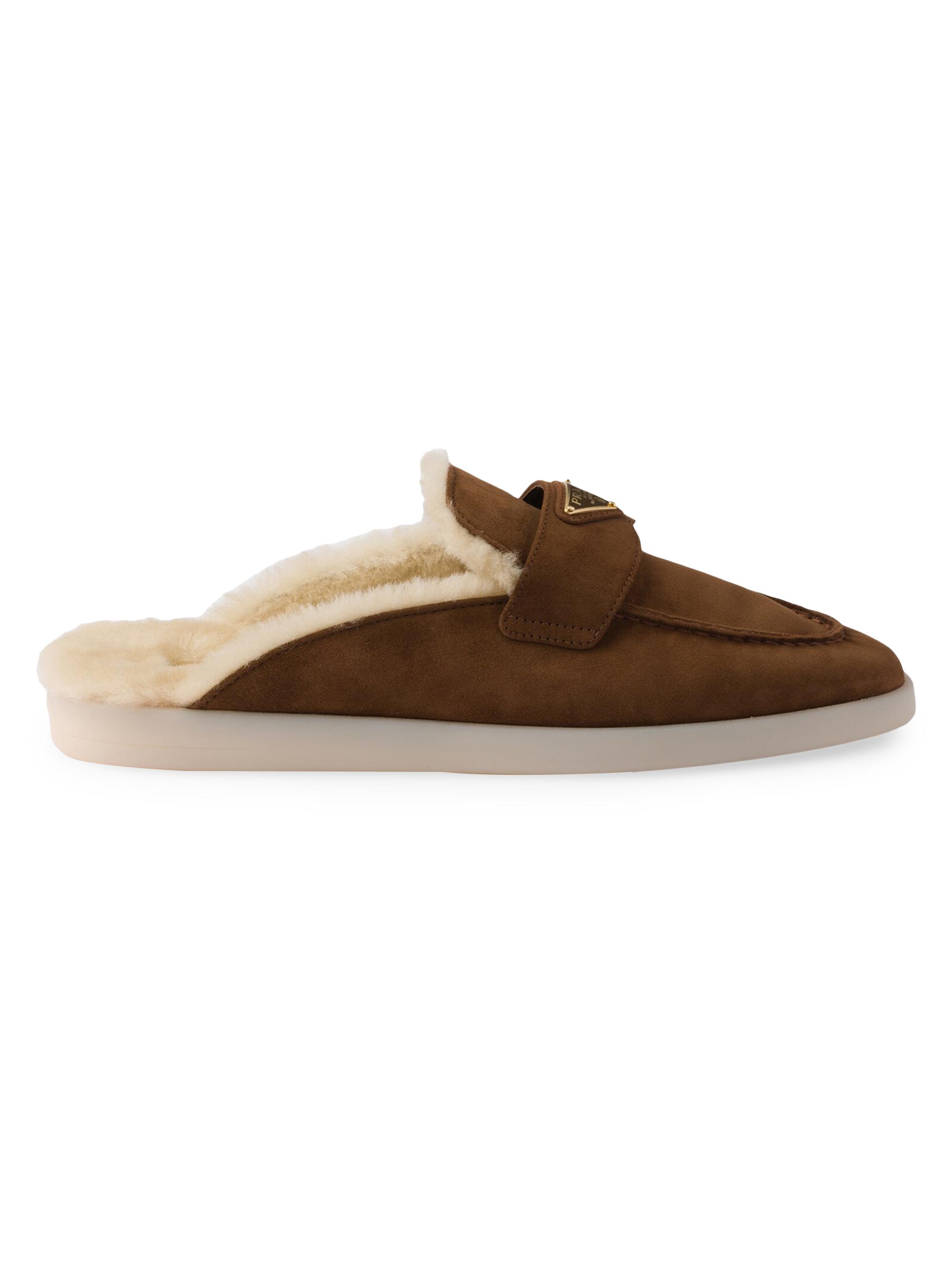 靴 PRADA Velvet Mules Prada Suede and Shearling Mules | Saks Fifth Avenue