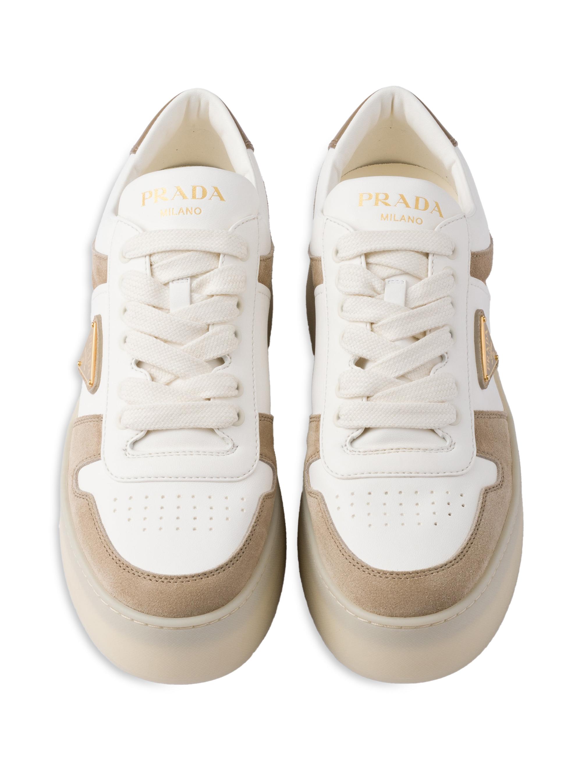 Prada Downtown Bold Nappa Leather and Suede Sneakers | Saks Fifth