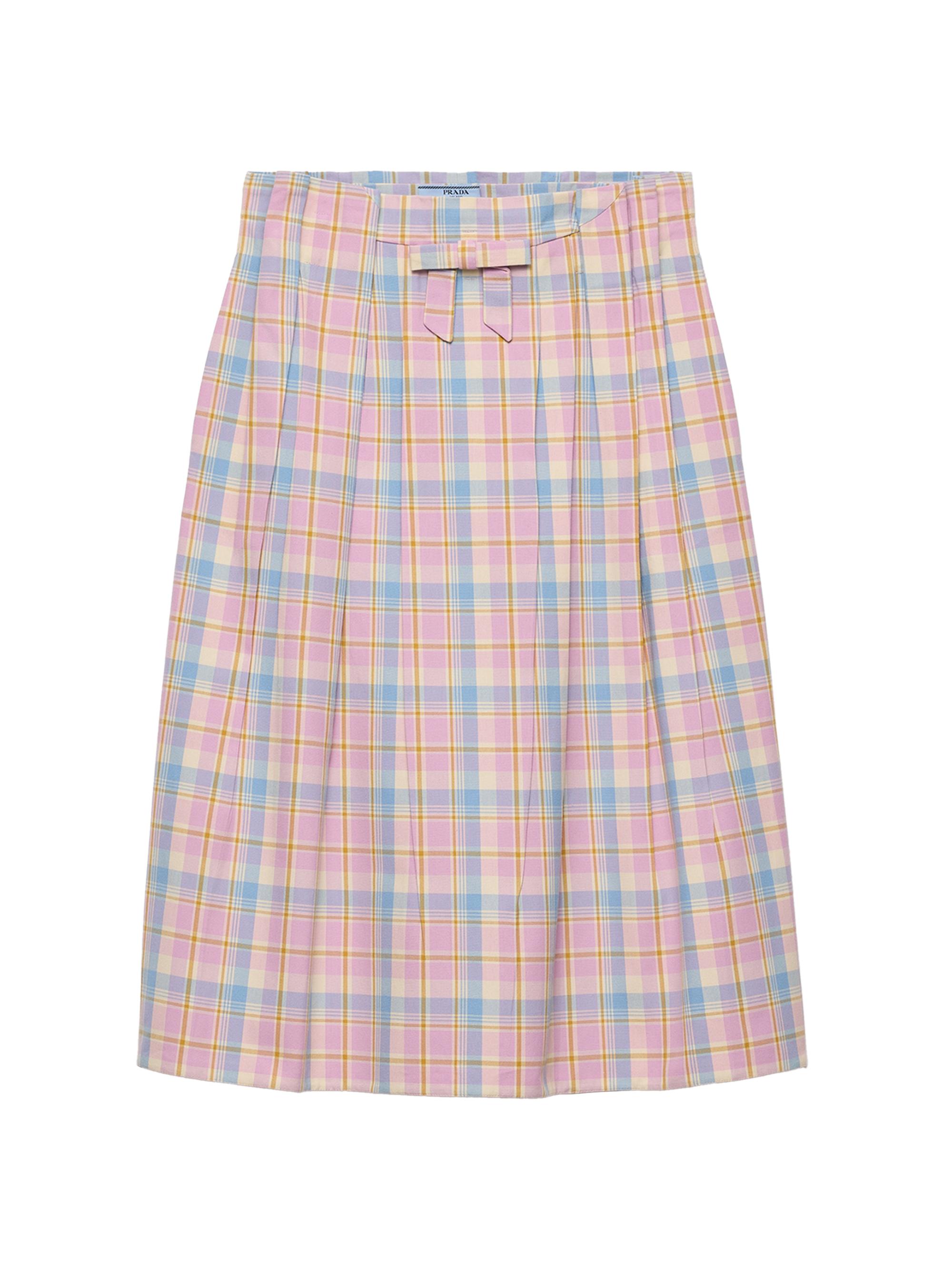 Prada Women's Checked Cotton Midi Skirt - Pink