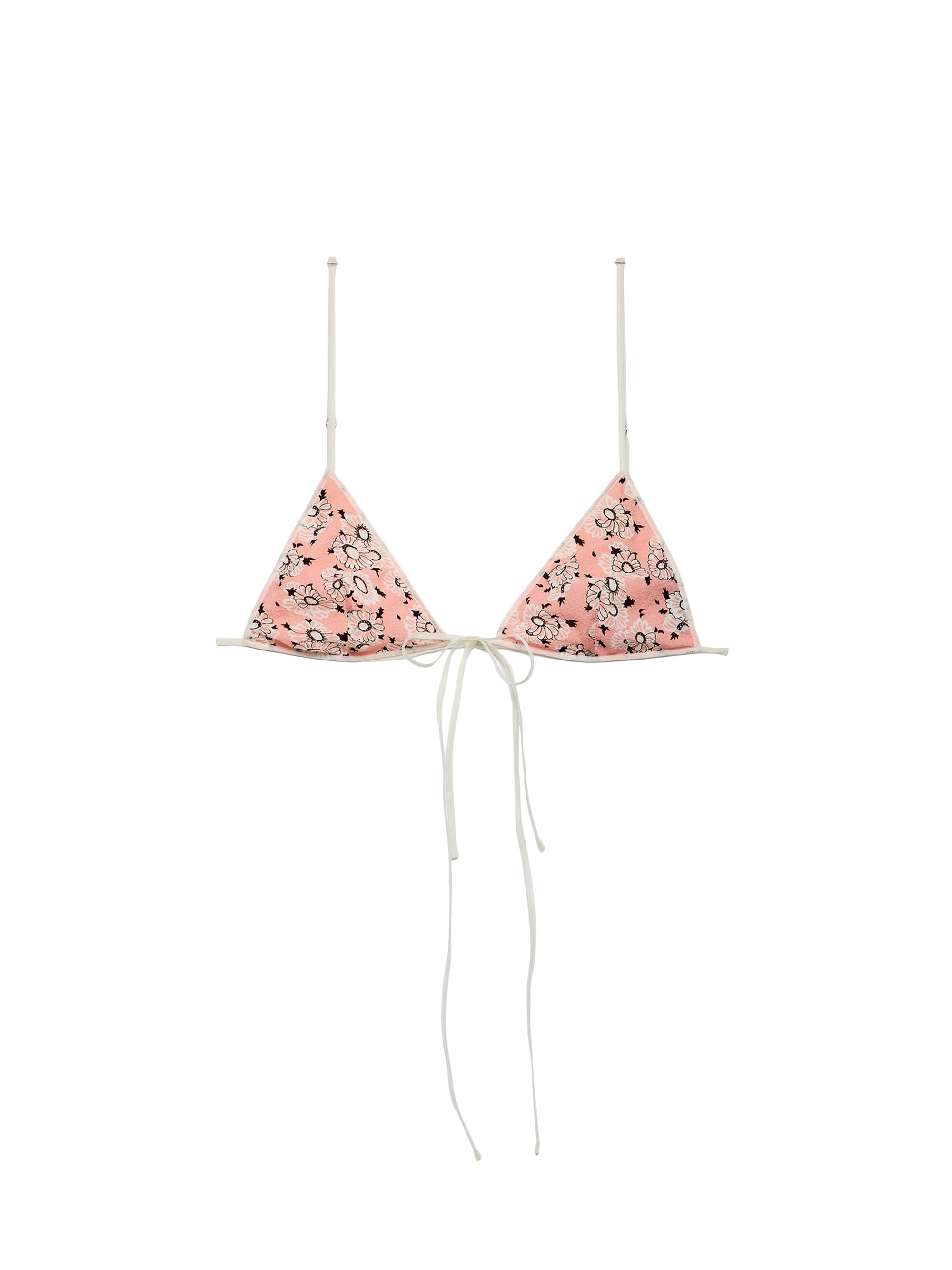 Prada Women's Floral Print Georgette Bra - Pink