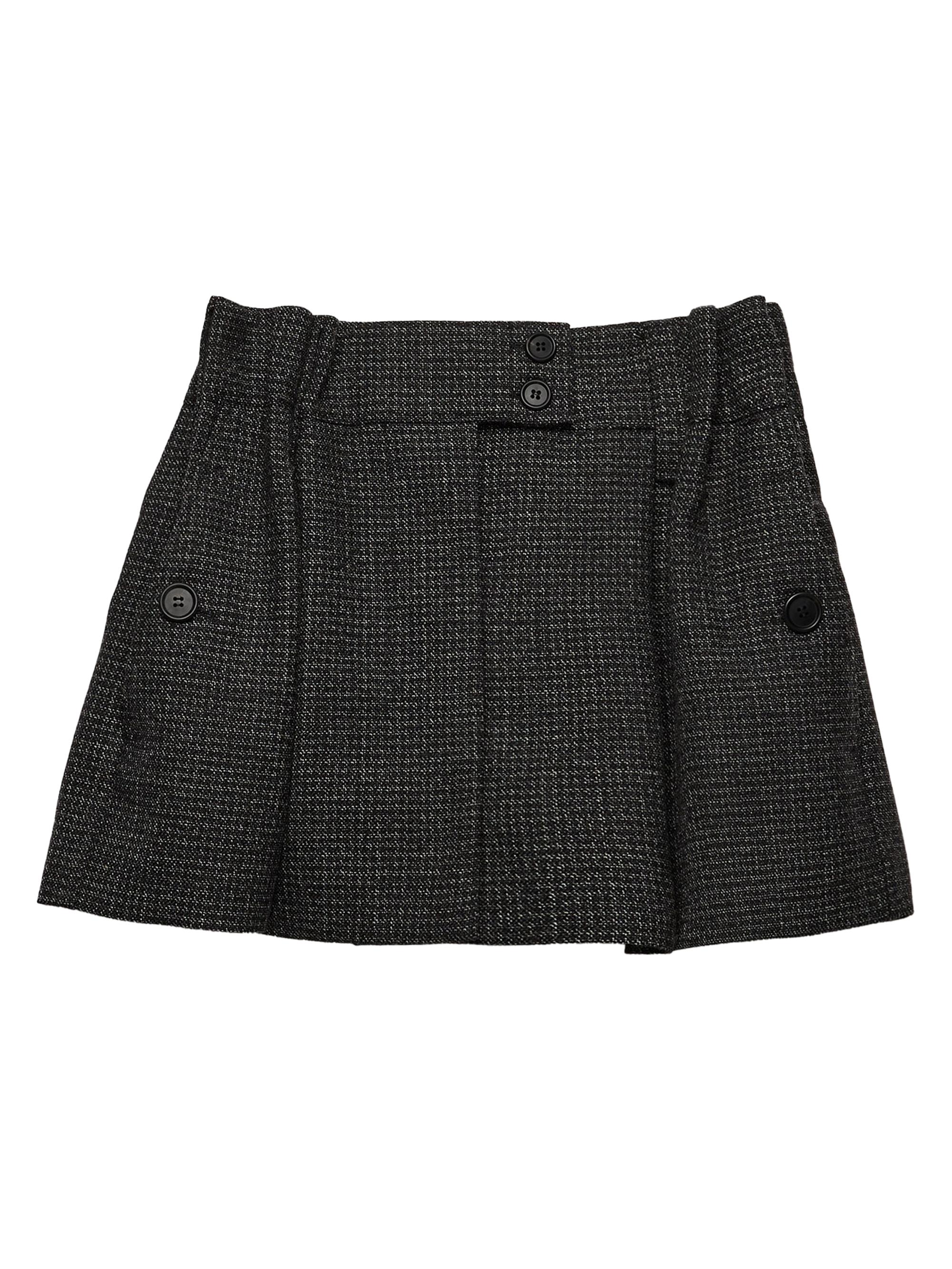 Prada Women's Gingham Check Mouline Wool Miniskirt - Black