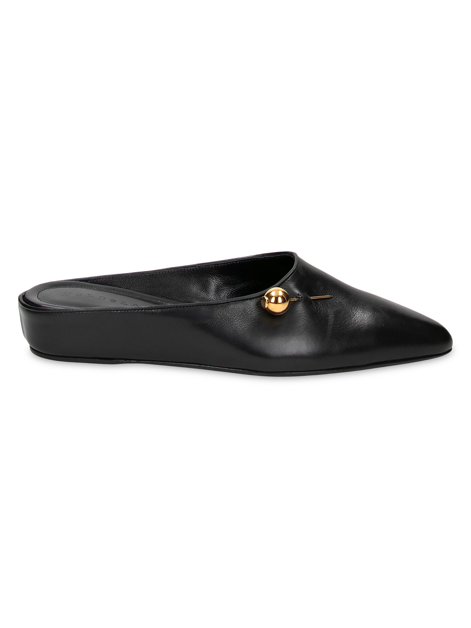Herbert Levine Women's Sleep On It Leather Slip-On Flats - Soft Grain Calf Skin Black