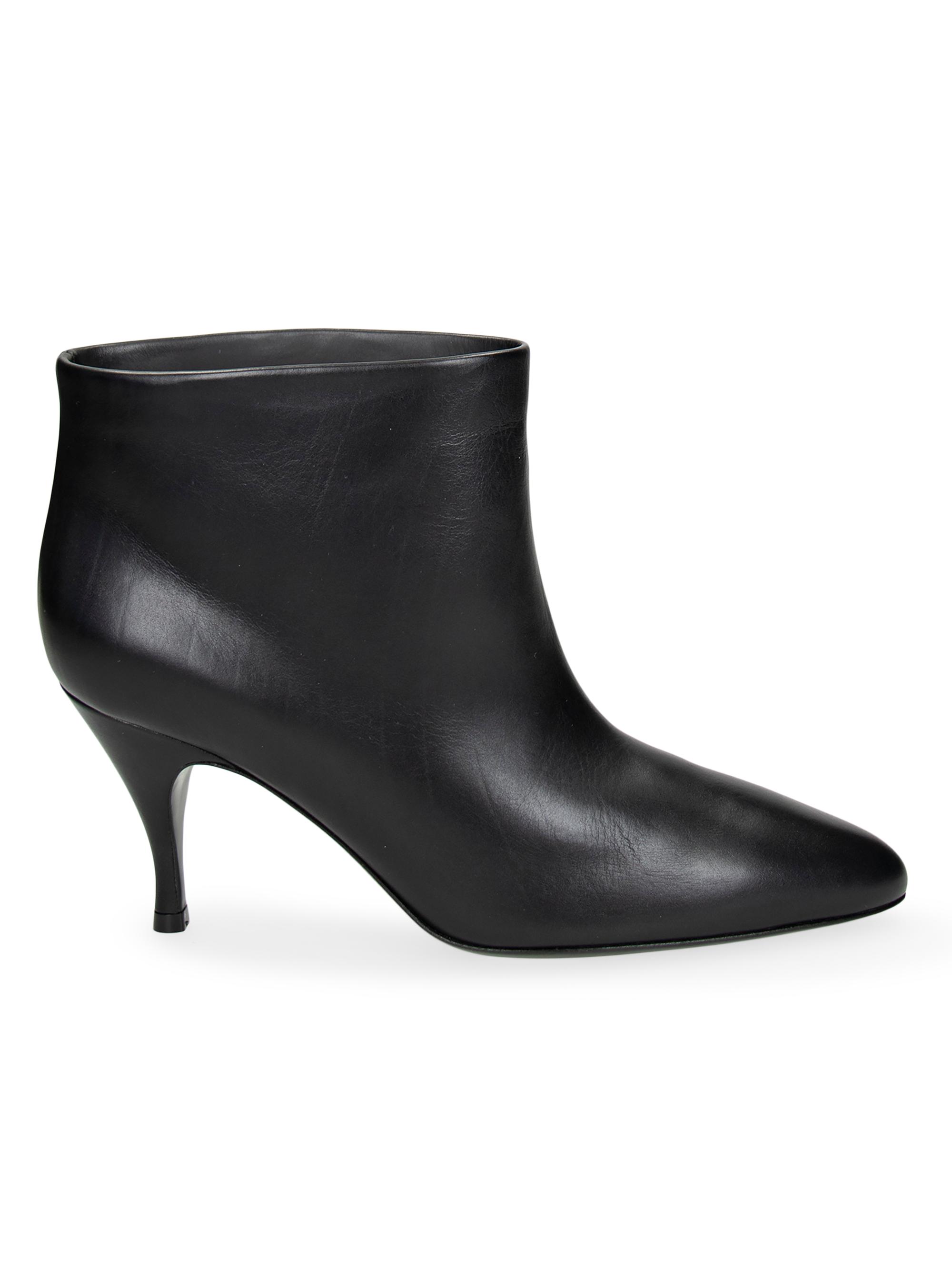 Herbert Levine Women's Silhouette 80MM Leather Ankle Boots - Soft Calf Skin Black