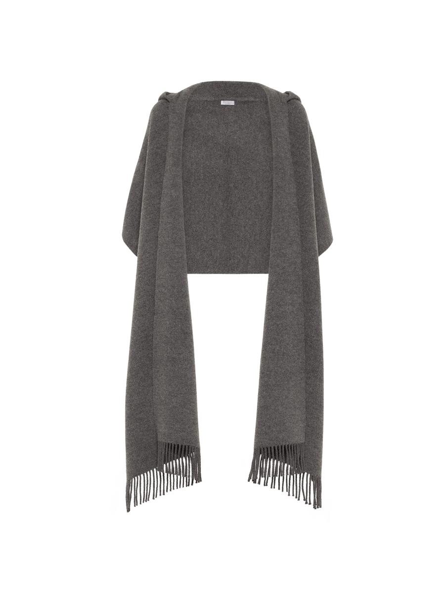 Brunello Cucinelli Hooded Wool and Cashmere Knit Scarf