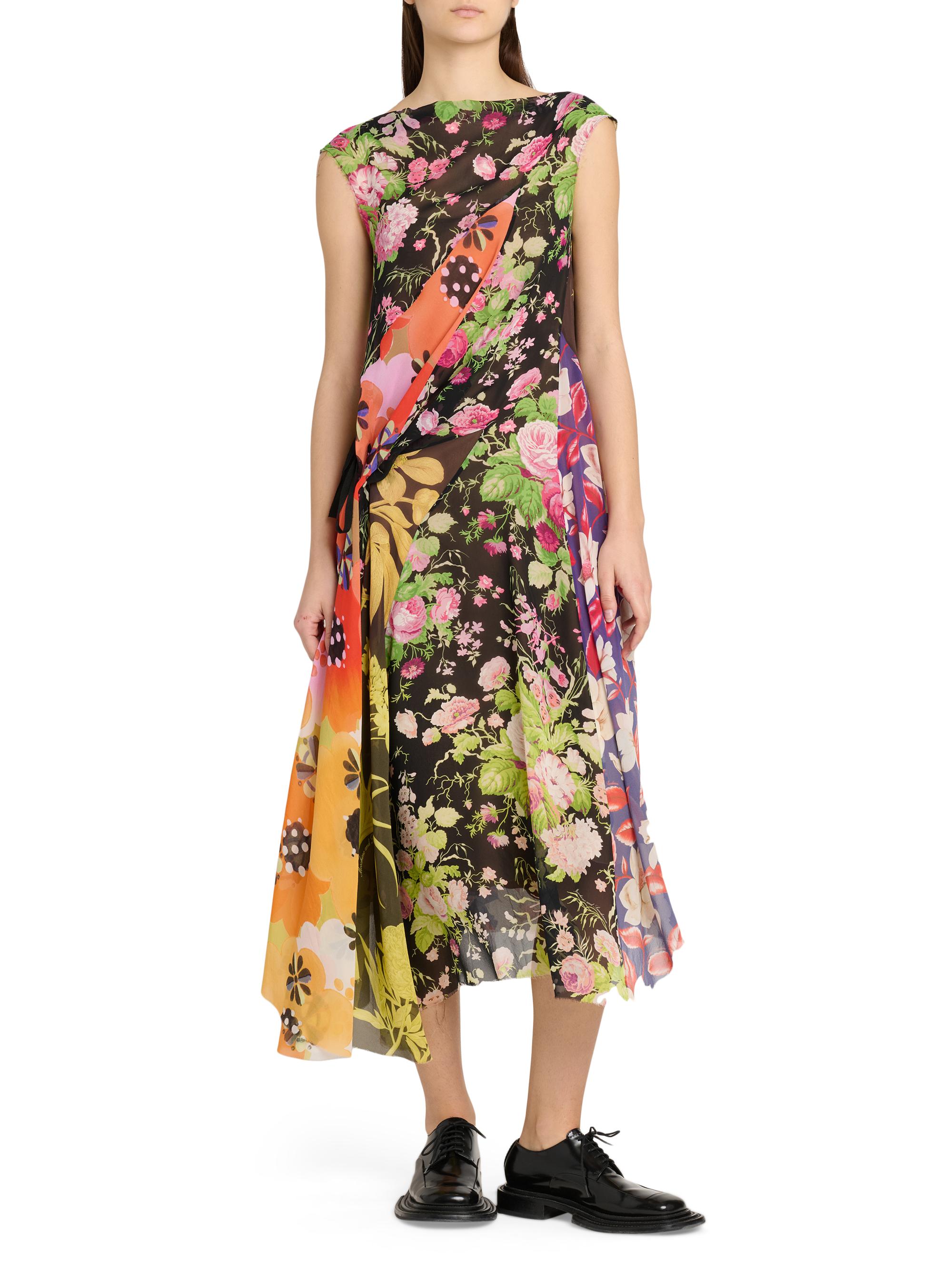 もも Moschino Mixed Floral Silk Georgette Midi-Dress | Saks Fifth Avenue
