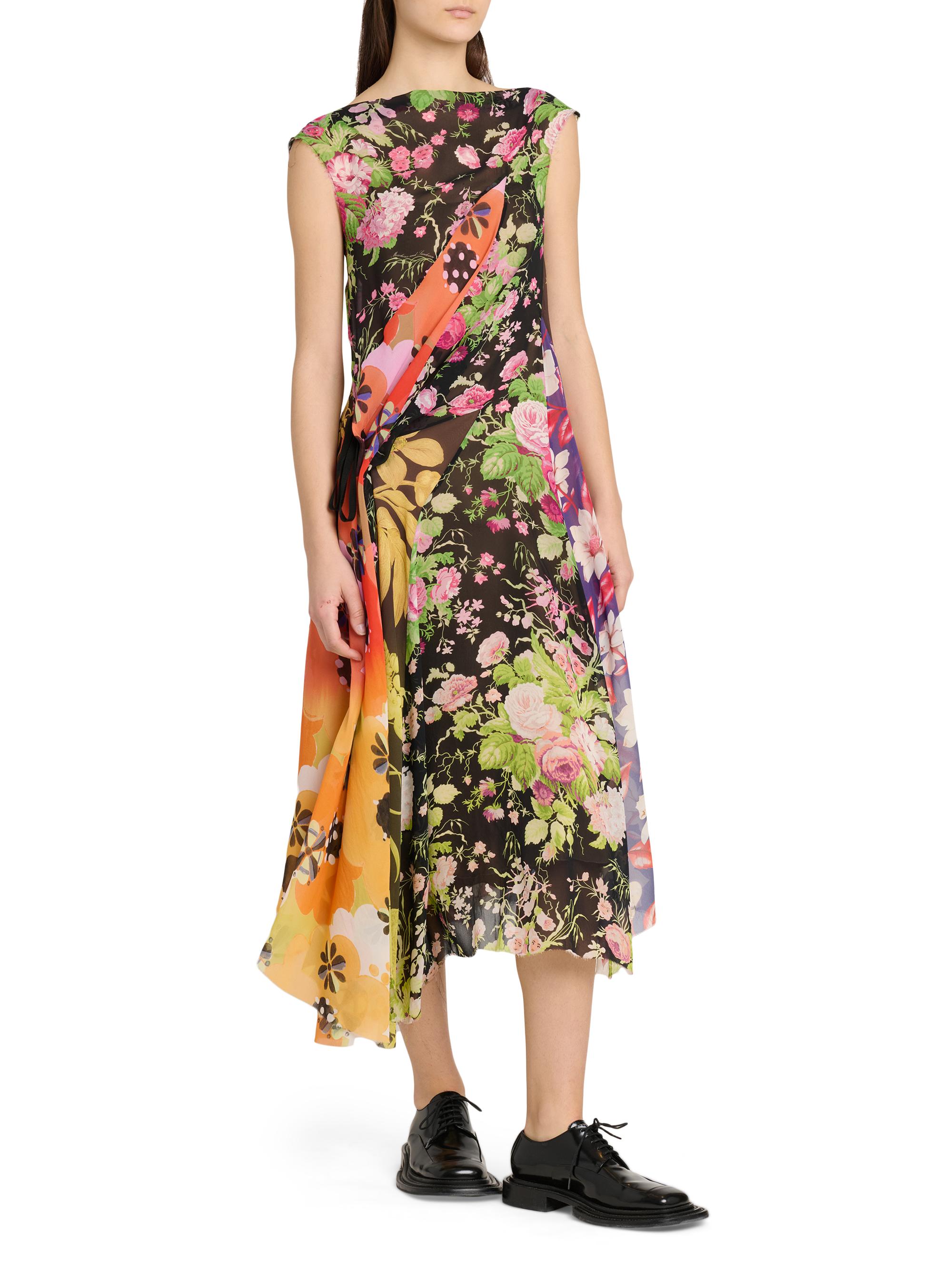 Moschino Mixed Floral Silk Georgette Midi-Dress | Saks Fifth Avenue