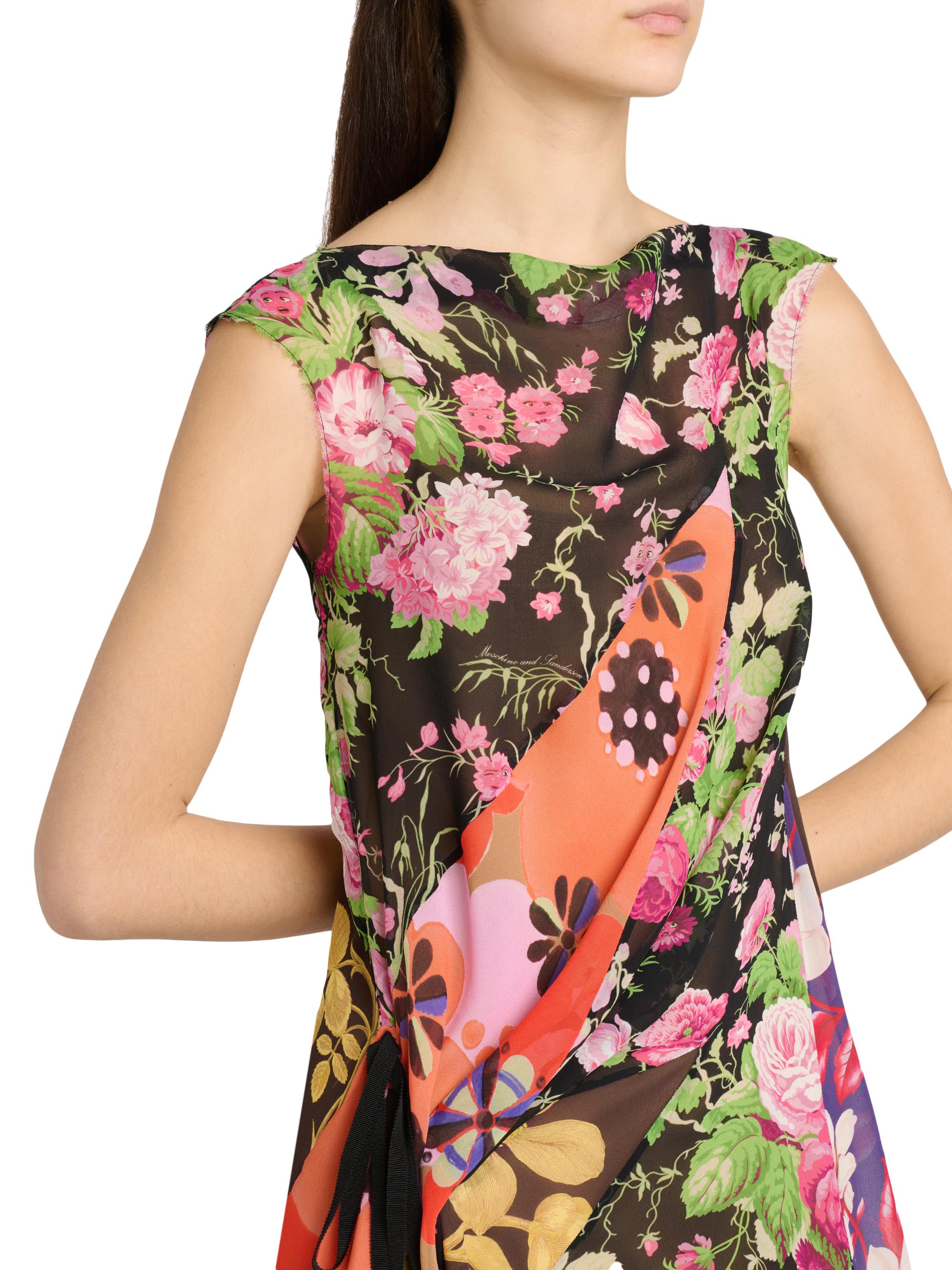 Moschino Mixed Floral Silk Georgette Midi-Dress | Saks Fifth Avenue