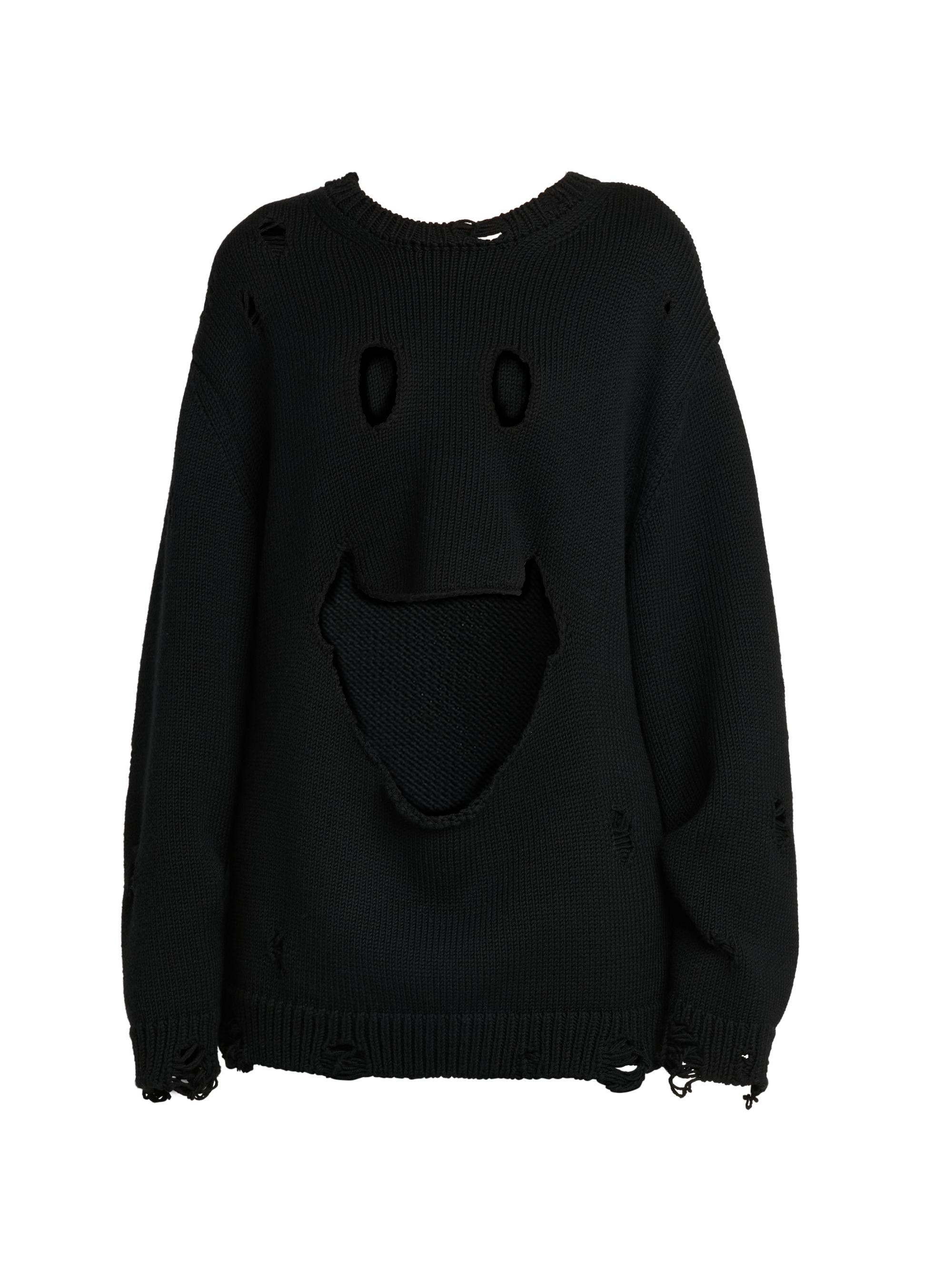 Moschino Women's Smile Cut-Out Wool Oversized Sweater - Black