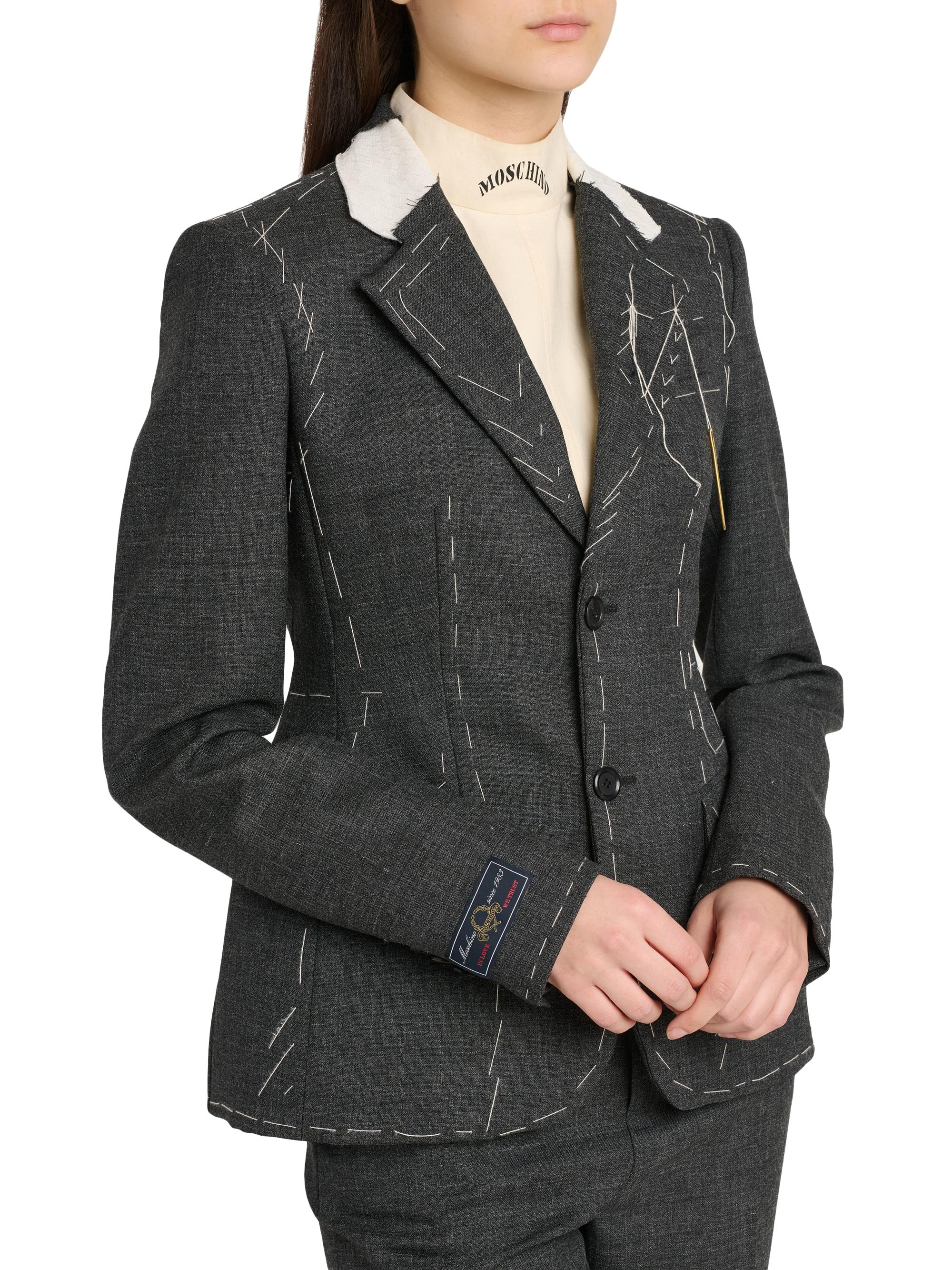 Moschino | Multi Grey | Women's Topstitched Wool Jacket - Multi G