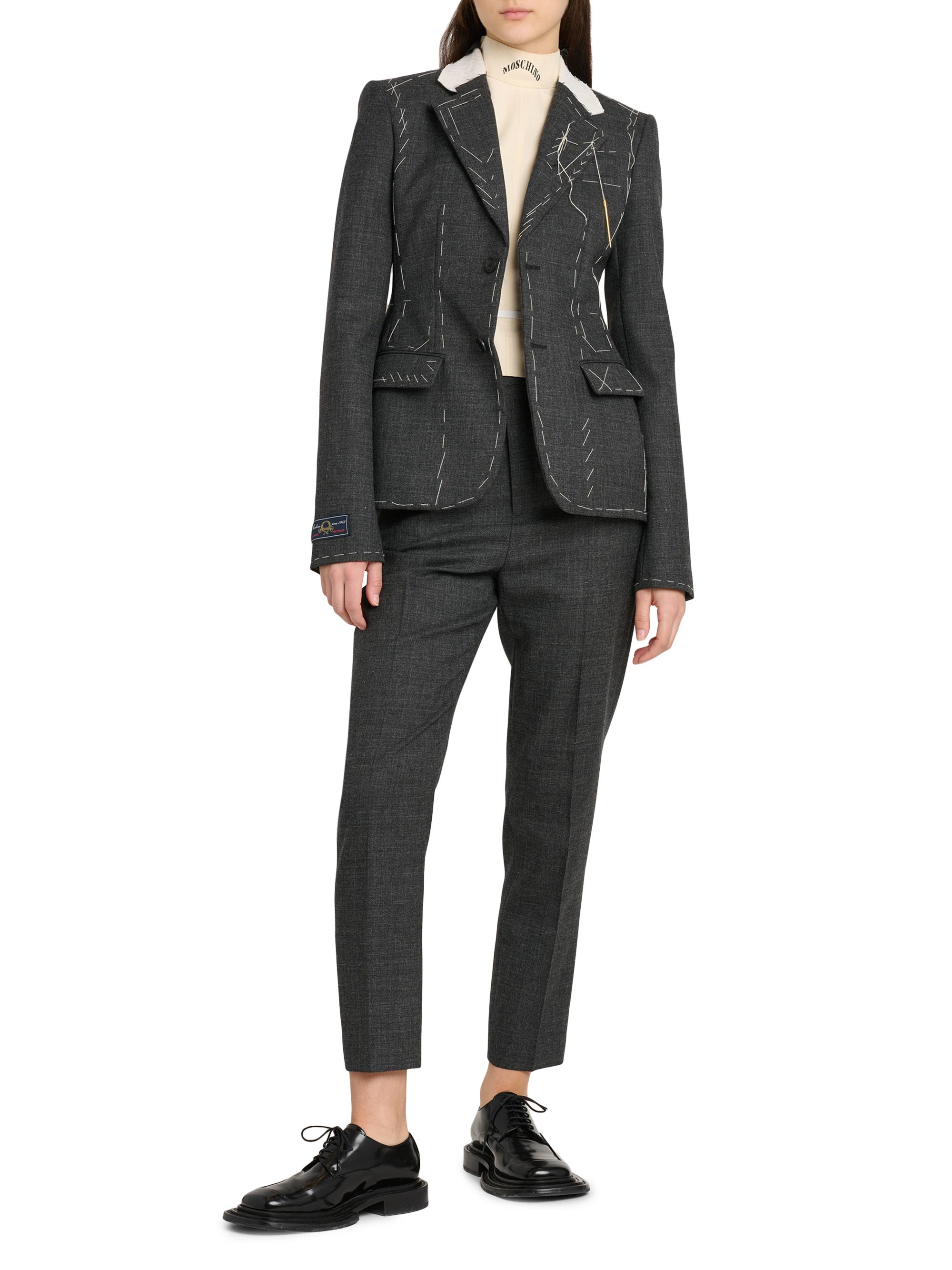 Moschino | Multi Grey | Women's Topstitched Wool Jacket - Multi G