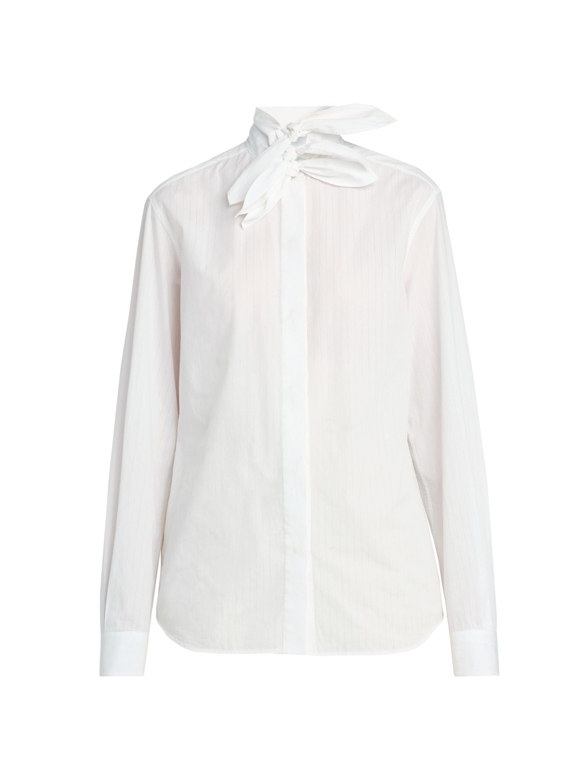 Moschino Women's Tieneck Cotton Blouse - Multi White