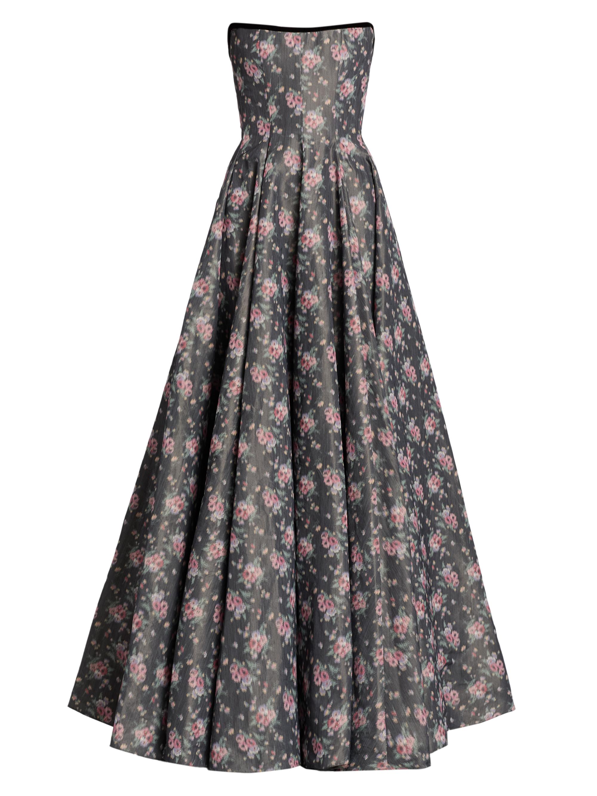 Markarian Women's Floral Strapless Taffeta Ball Gown - Shadow Floral Ikat