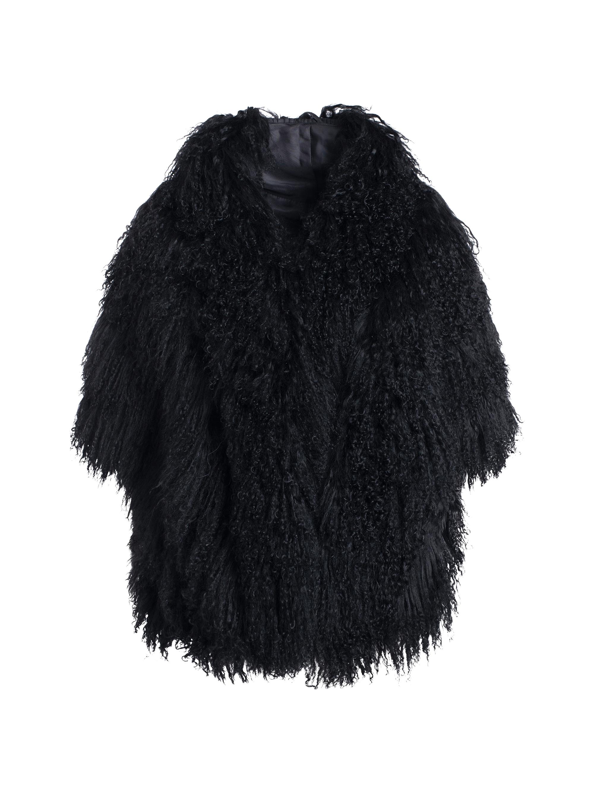 Gorski Women's Lamb Stole with Grosgrain Ribbon - Black