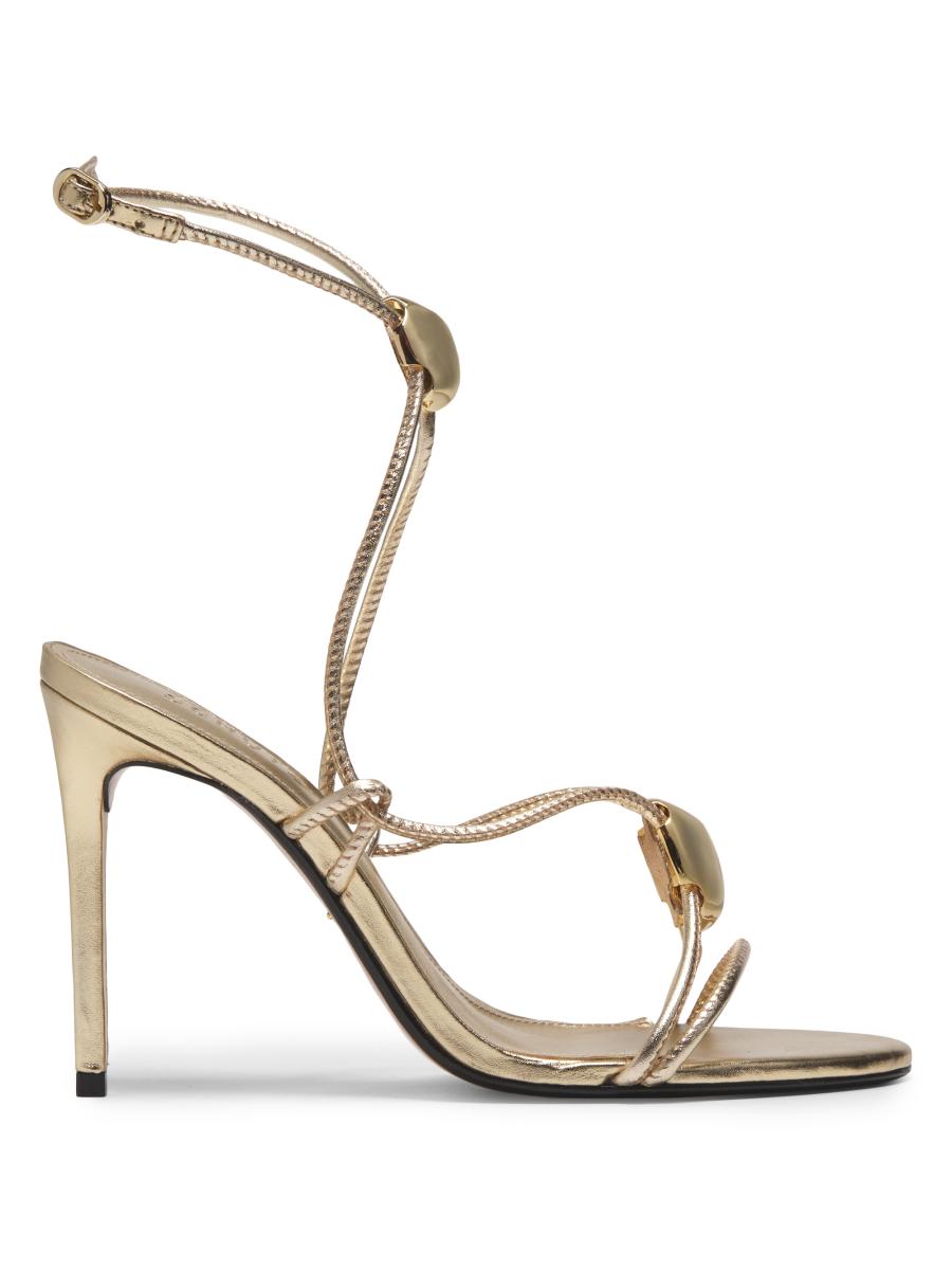 Schutz Hera Metallic Leather 100MM Heeled Sandals | Saks Fifth Avenue