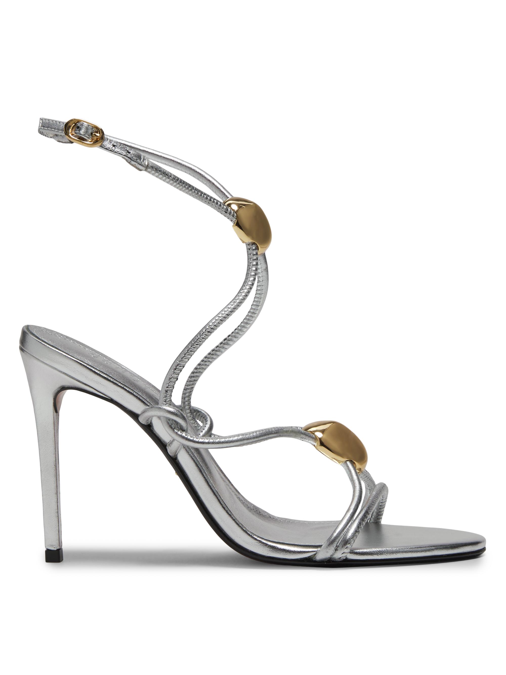 Schutz Women's Hera Metallic Leather 100MM Heeled Sandals - Prata