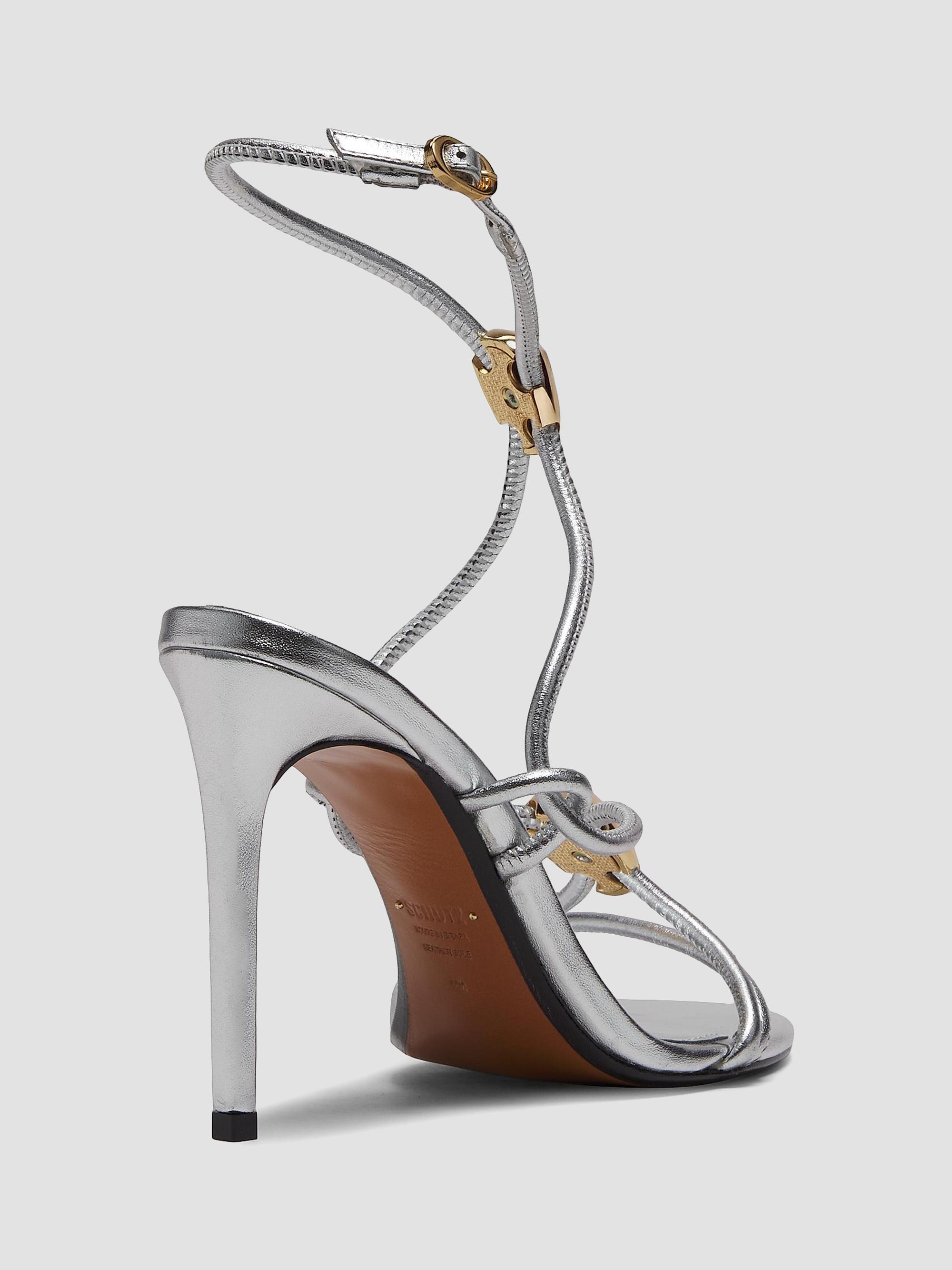Schutz Hera Metallic Leather 100MM Heeled Sandals | Saks Fifth Avenue
