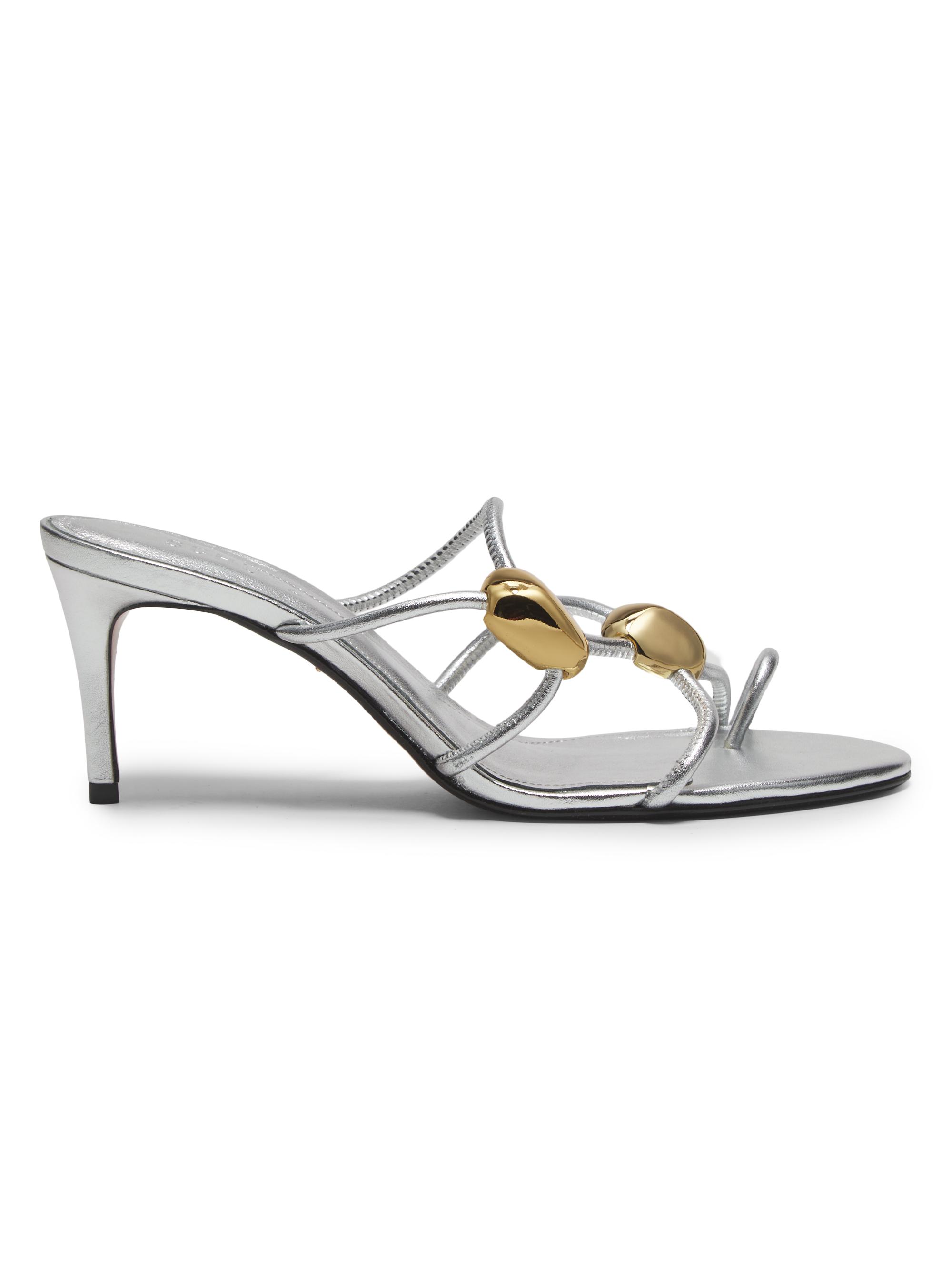 Schutz Hera 75MM Metallic Leather Mules | Saks Fifth Avenue