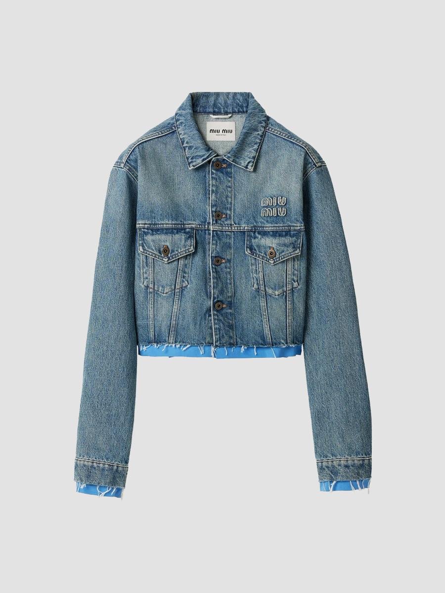Miu Miu Denim and Poplin Trucker Jacket | Saks Fifth Avenue