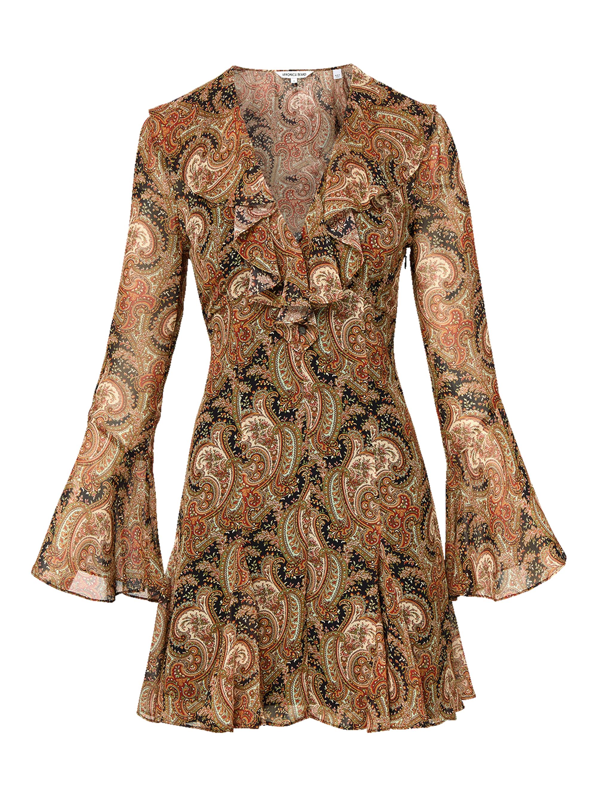 Veronica Beard Women's Adrienne Paisley Ruffle Silk Minidress - Navy Multi