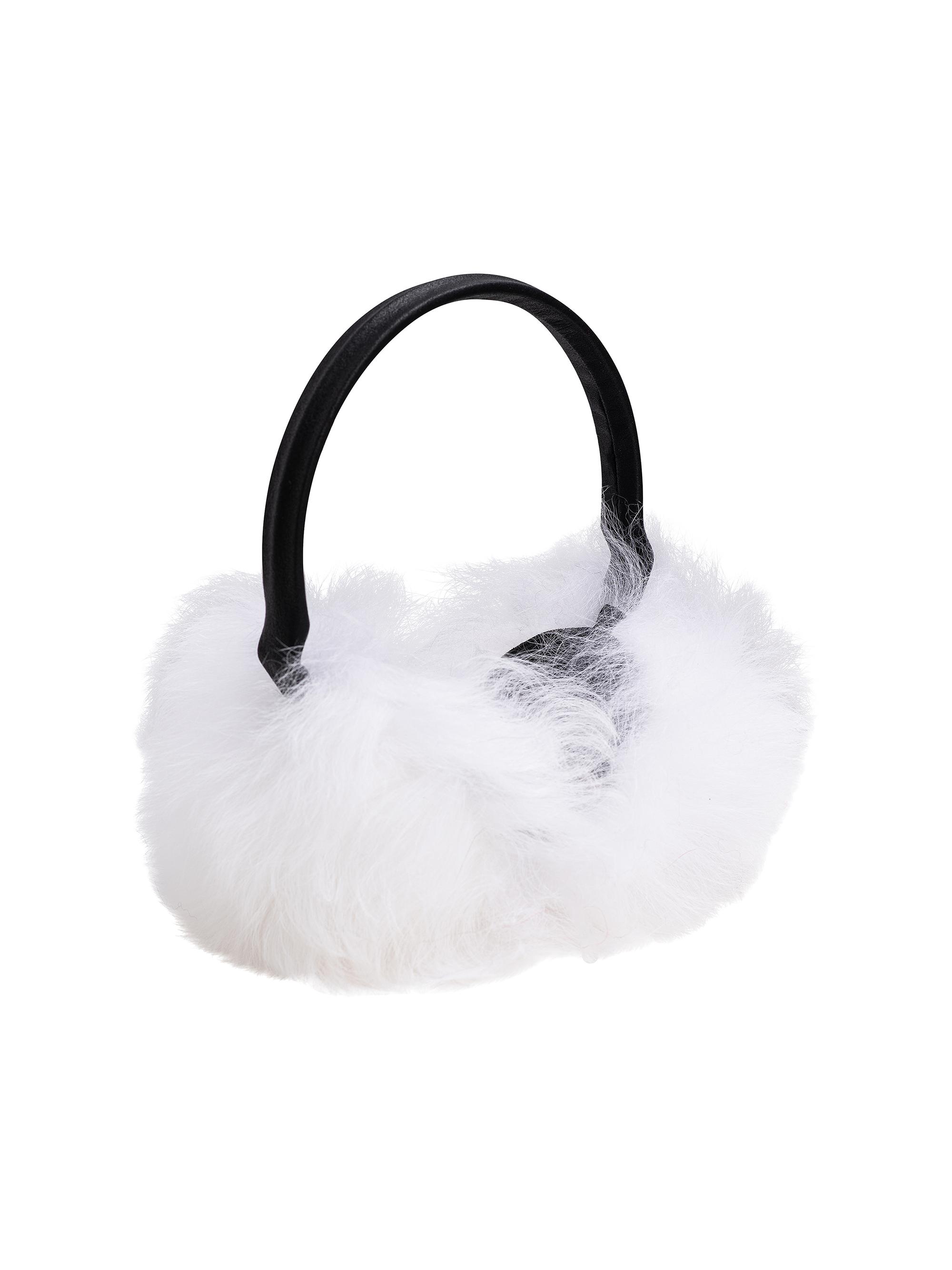 Gorski Women's Select Lamb Earmuffs with Leather Frame - Bleached White