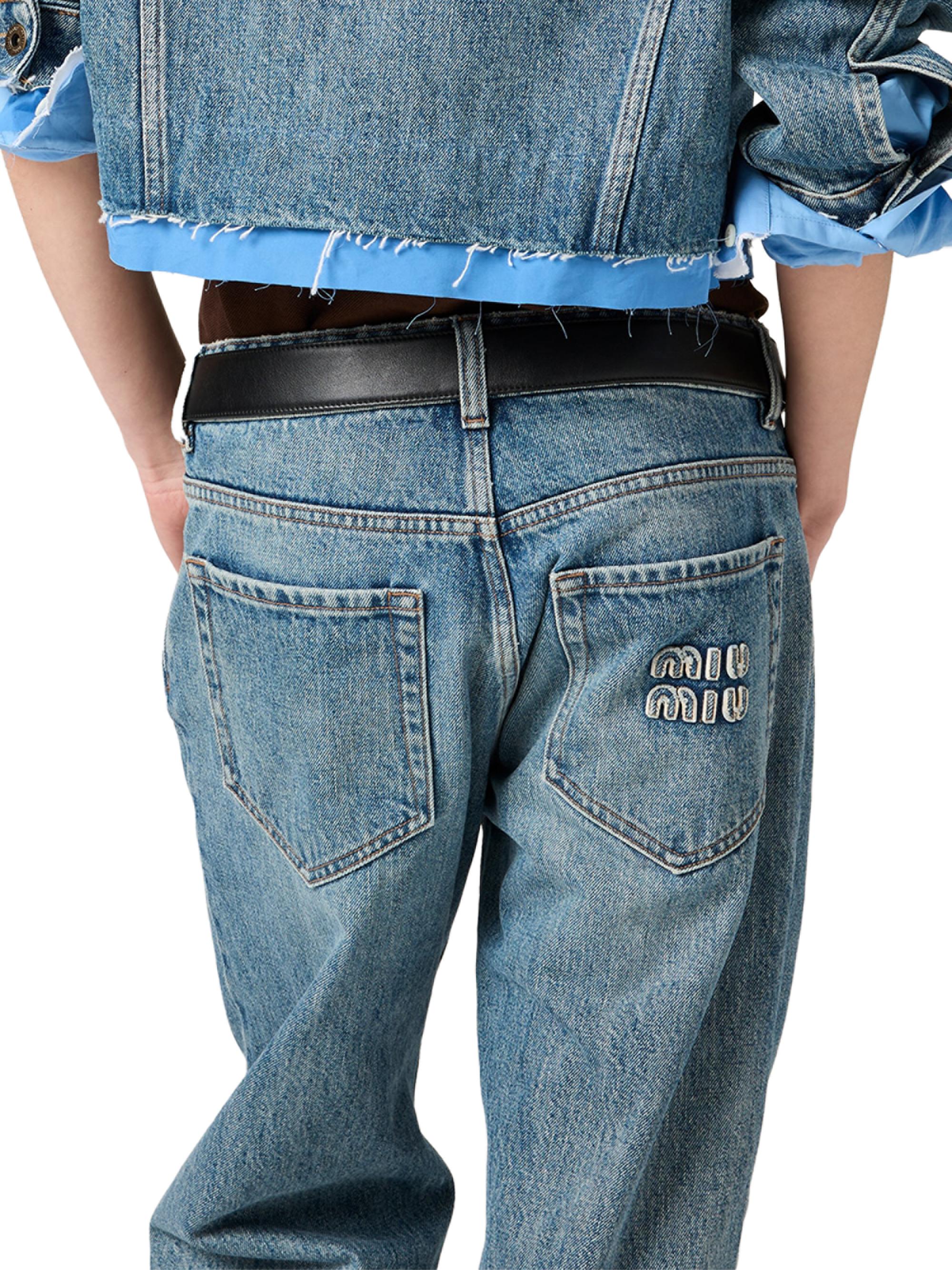 Miu Miu Denim and Poplin Five-Pocket Jeans | Saks Fifth Avenue