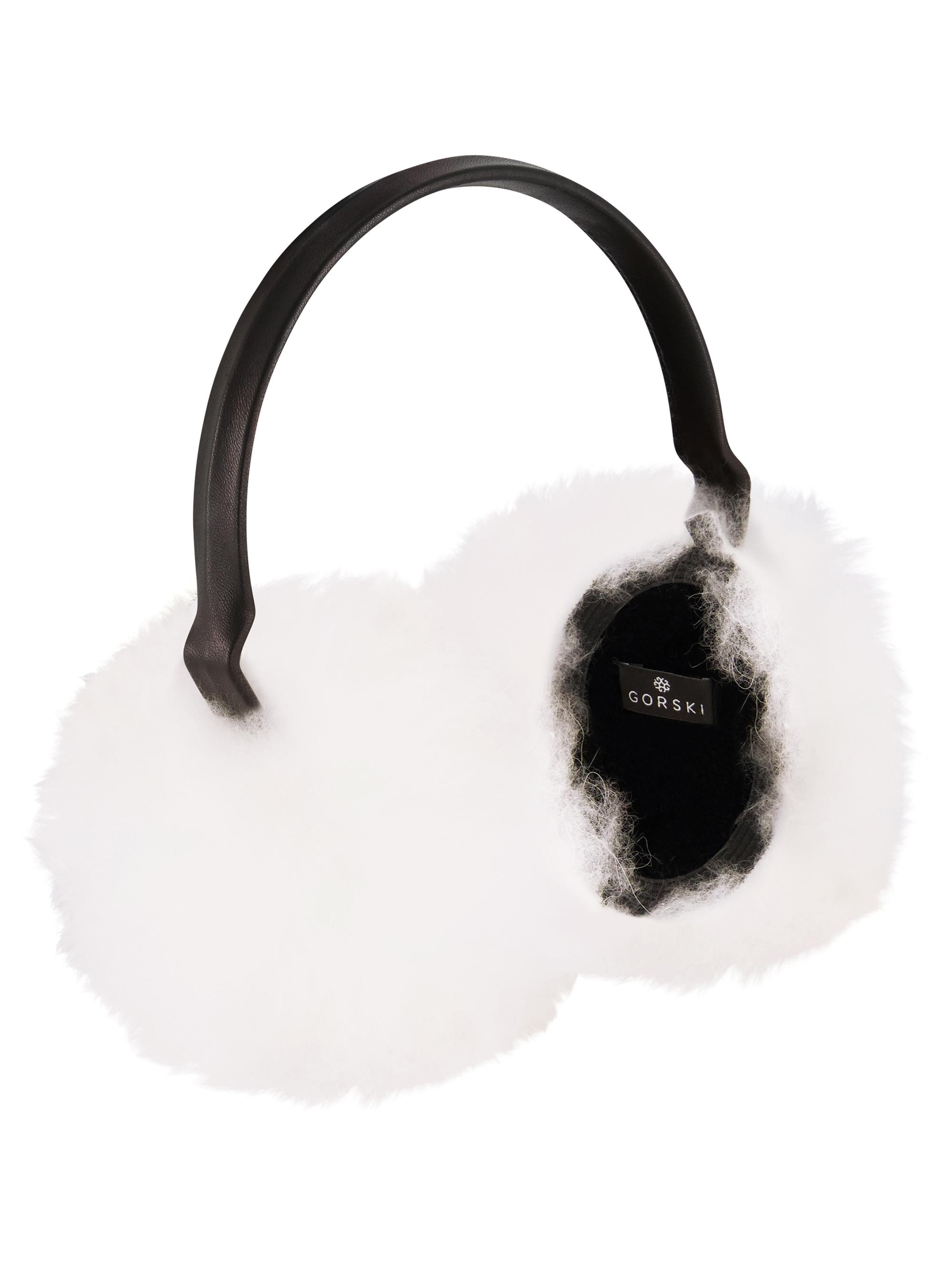 Gorski Women's Select Cashmere Goat Earmuffs with Leather Frame - White