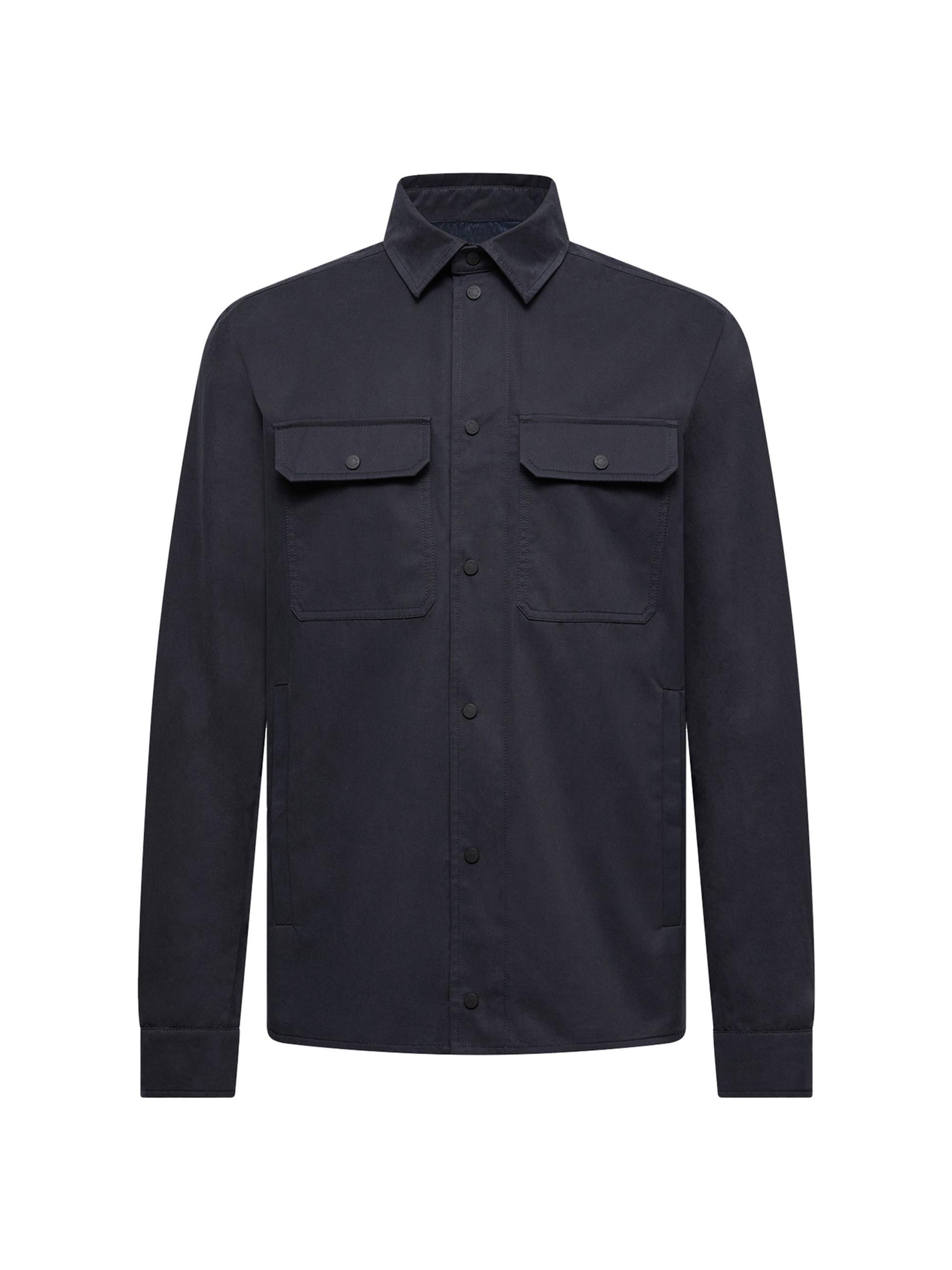 Moncler Men's Shirt in Cotton Gabardine - Navy Blue