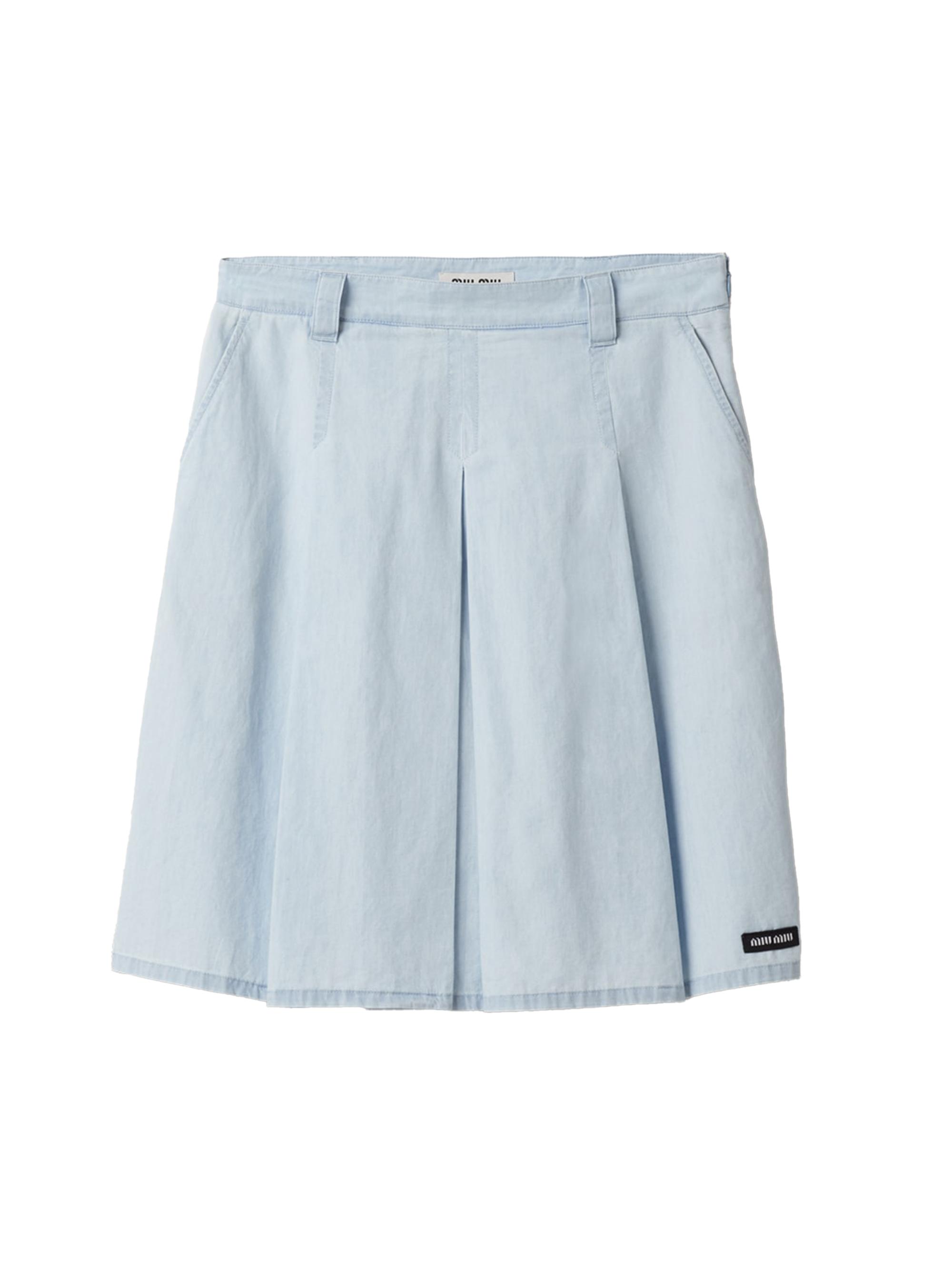Miu Miu Women's Pleated Chambray Skirt - Blue