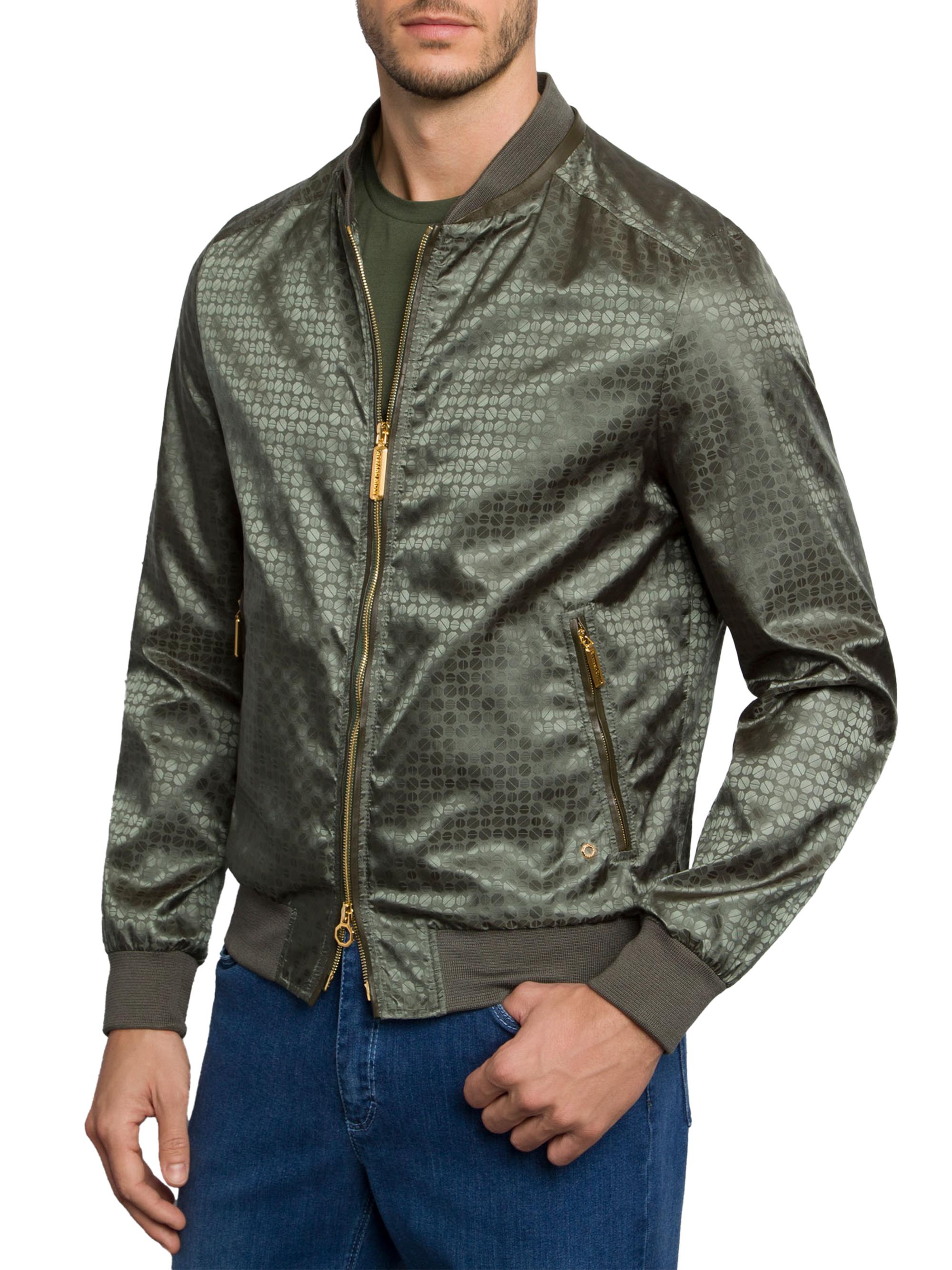 Stefano Ricci Men's Jacquard and Lambskin Leather Blouson Jacket - Chrome Green