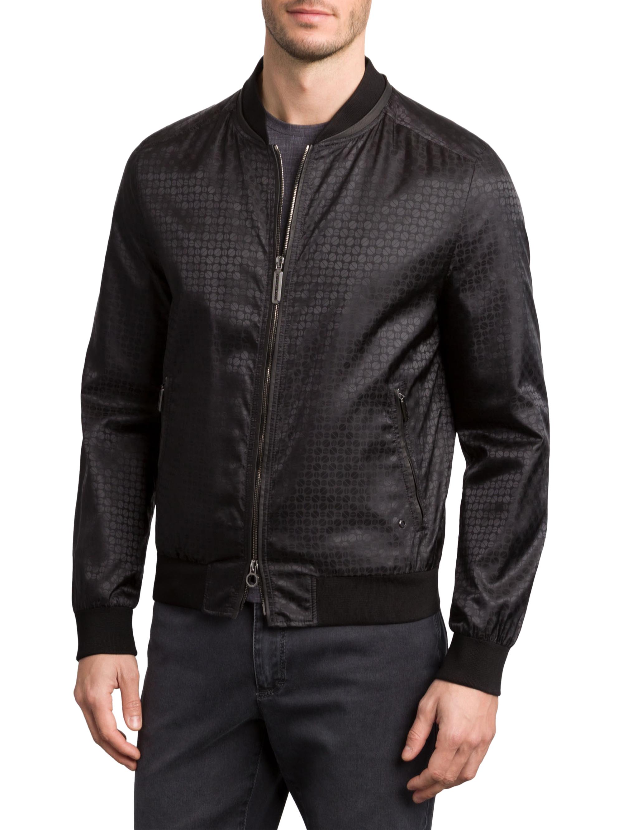 Stefano Ricci Men's Jacquard and Lambskin Leather Blouson Jacket - Jet Black