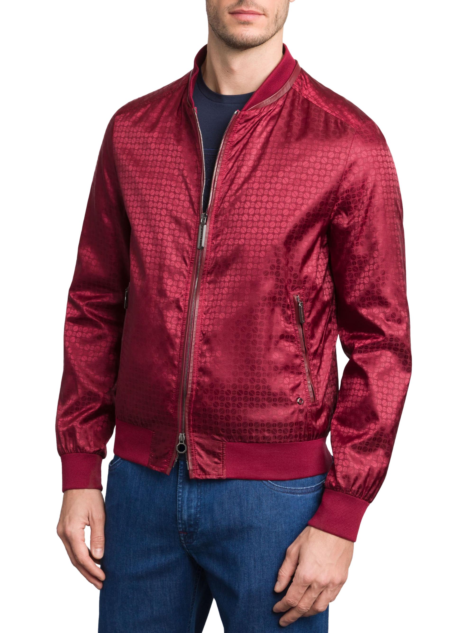 Stefano Ricci Men's Jacquard and Lambskin Leather Blouson Jacket - Ruby Red
