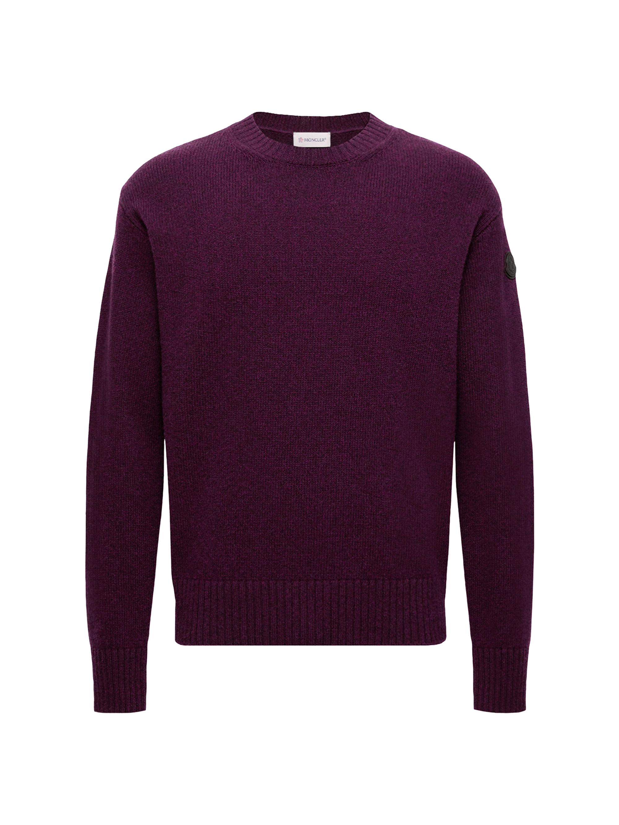 Moncler Men's Crew Neck Sweater in Wool and Cashmere - Purple | Thumbnail 5