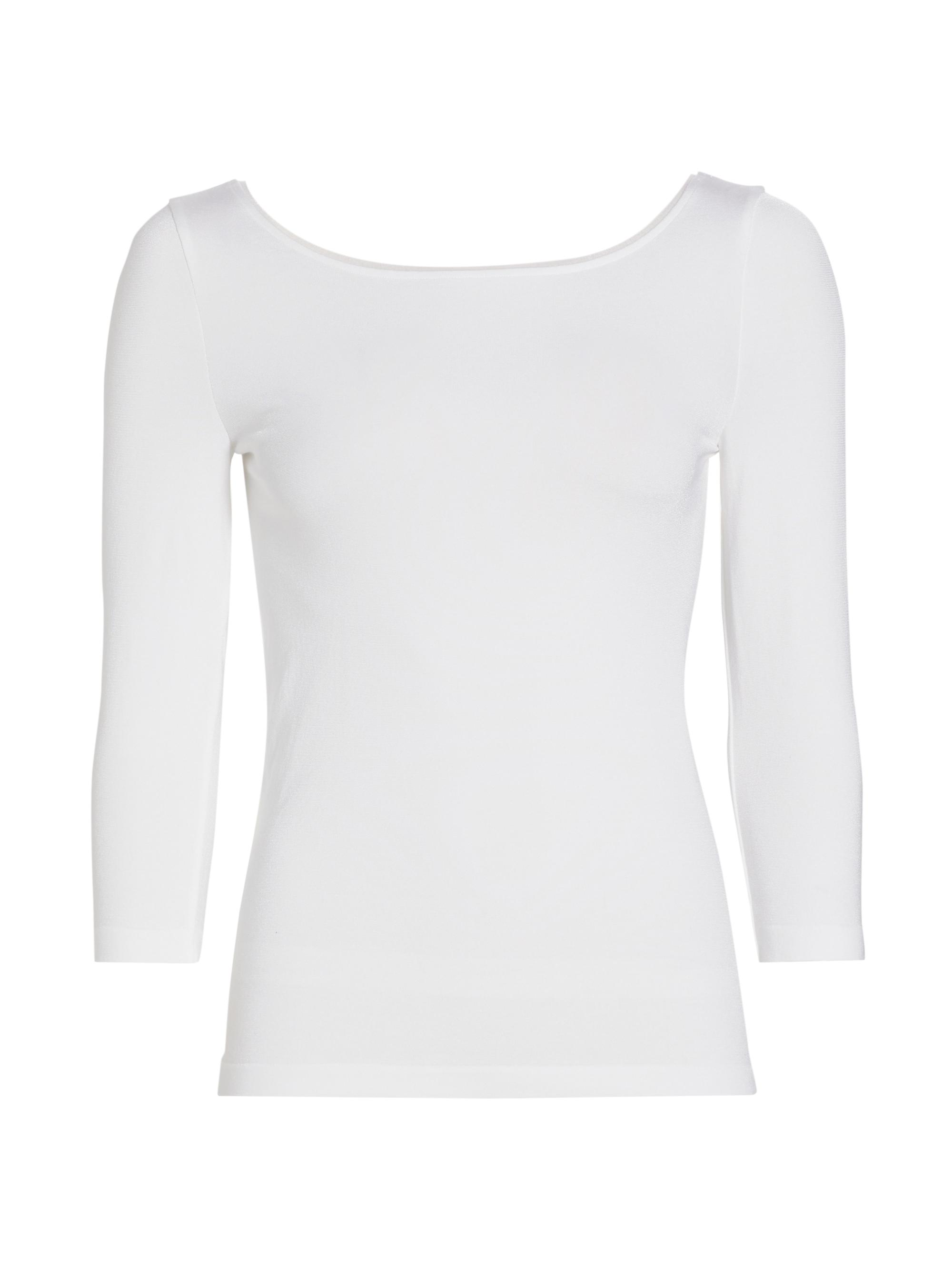 Wolford Women's Cordoba Boatneck Three-Quarter Sleeve Top - White | Thumbnail 7