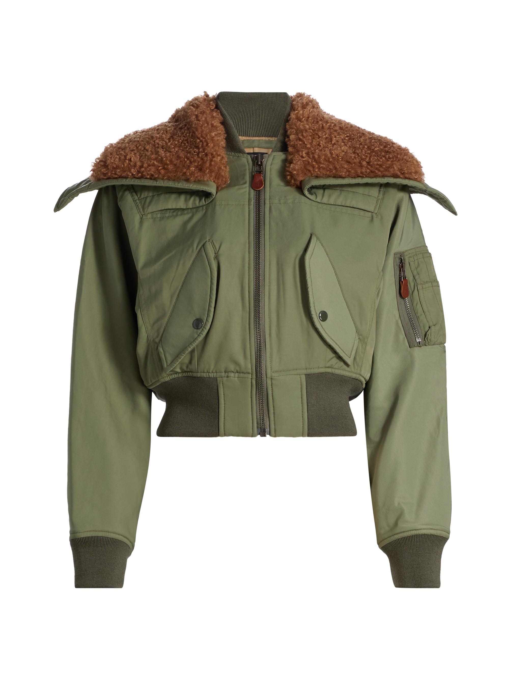 R13 Women's Cropped Flight Bomber Jacket - Sage Green