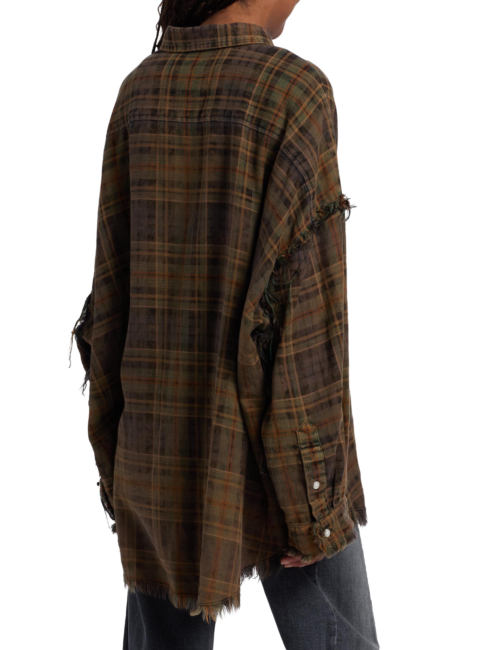 R13 SHREDDED SEAM SHIRTチェックカットオフ長袖シャツ R13 Shredded-Seam Plaid Cotton Shirt | Saks Fifth Avenue