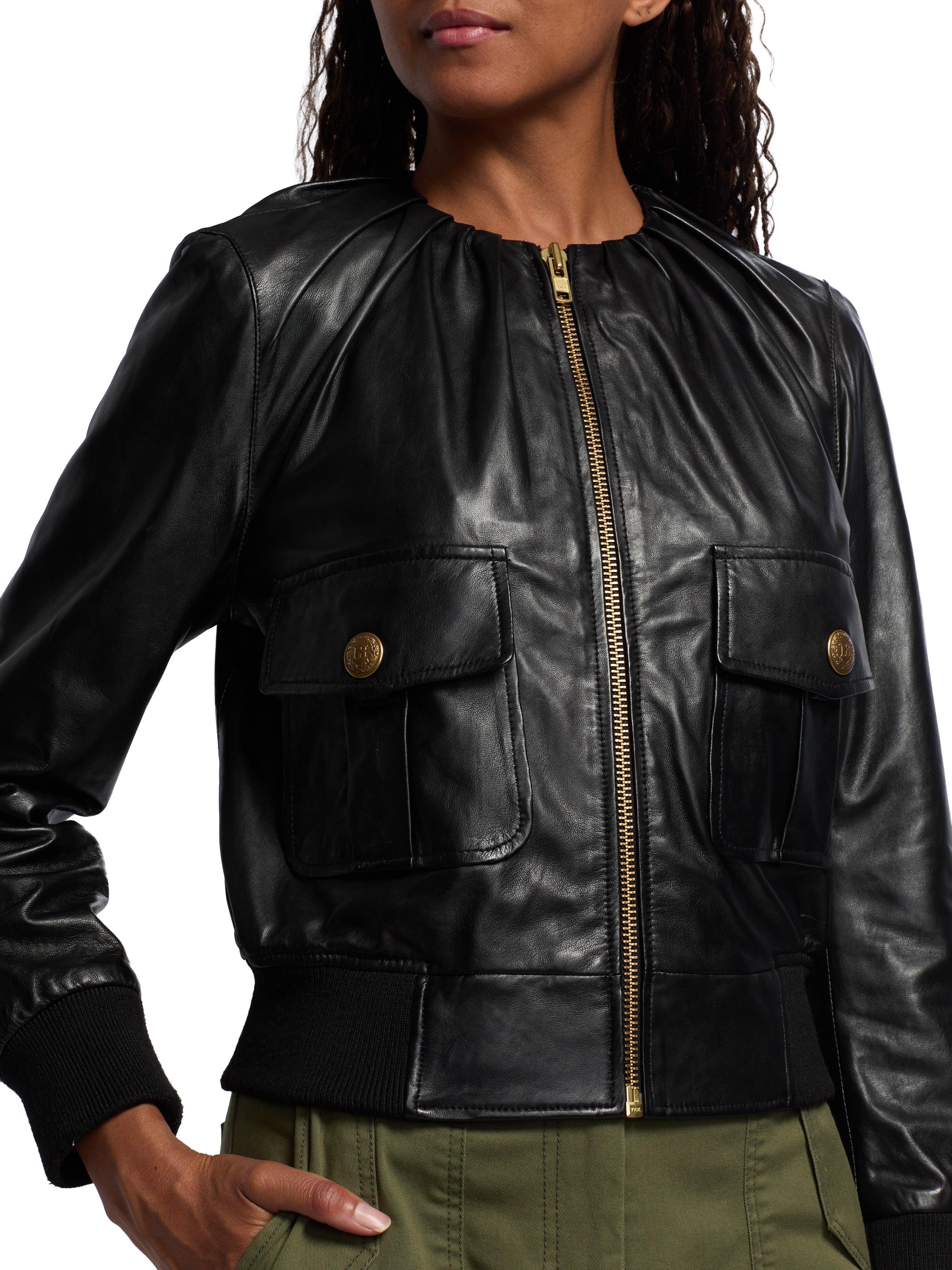 R13 Pleated Leather Jacket | Saks Fifth Avenue