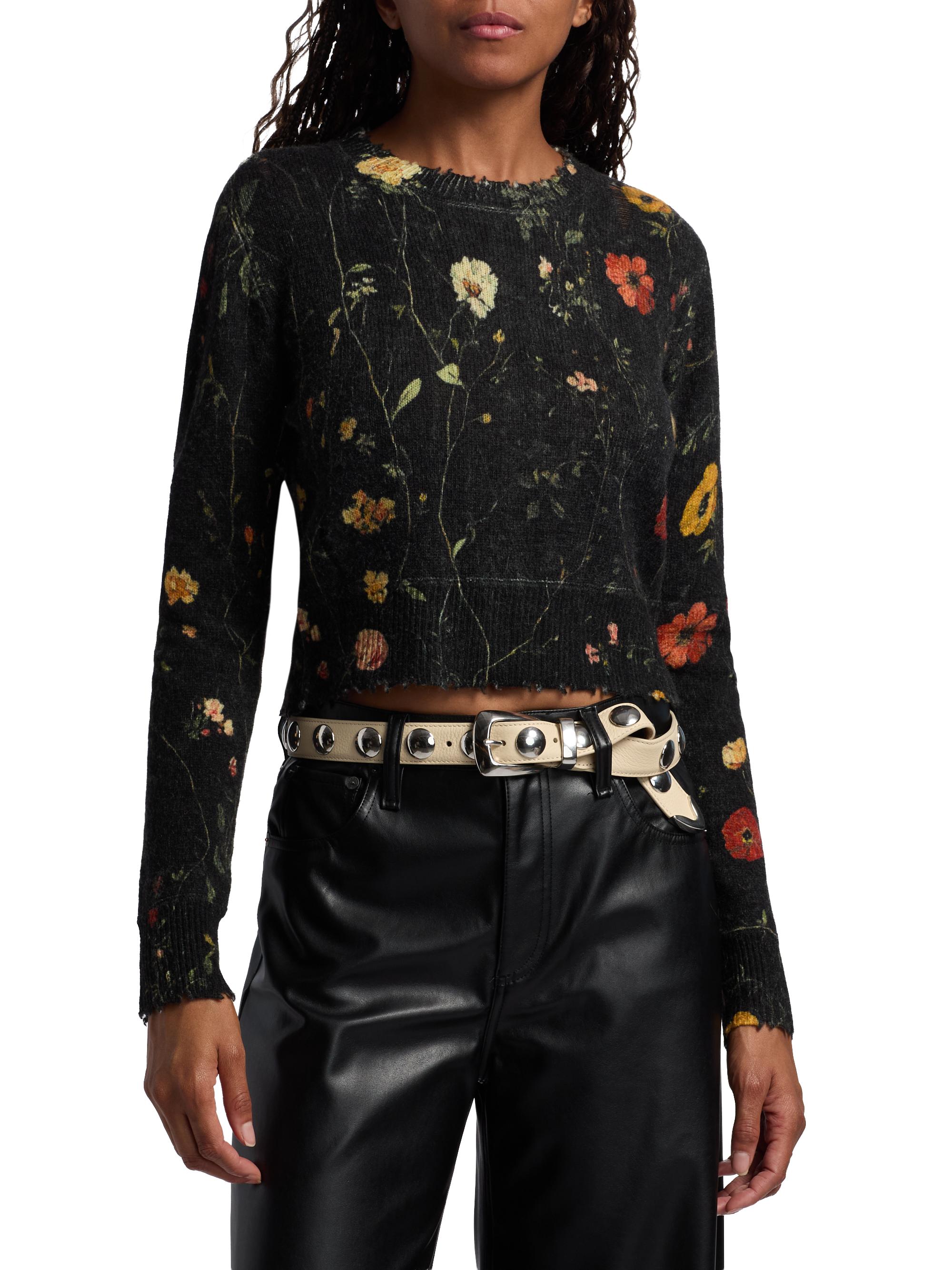 R13 Floral Merino Wool Crop Sweater | Saks Fifth Avenue